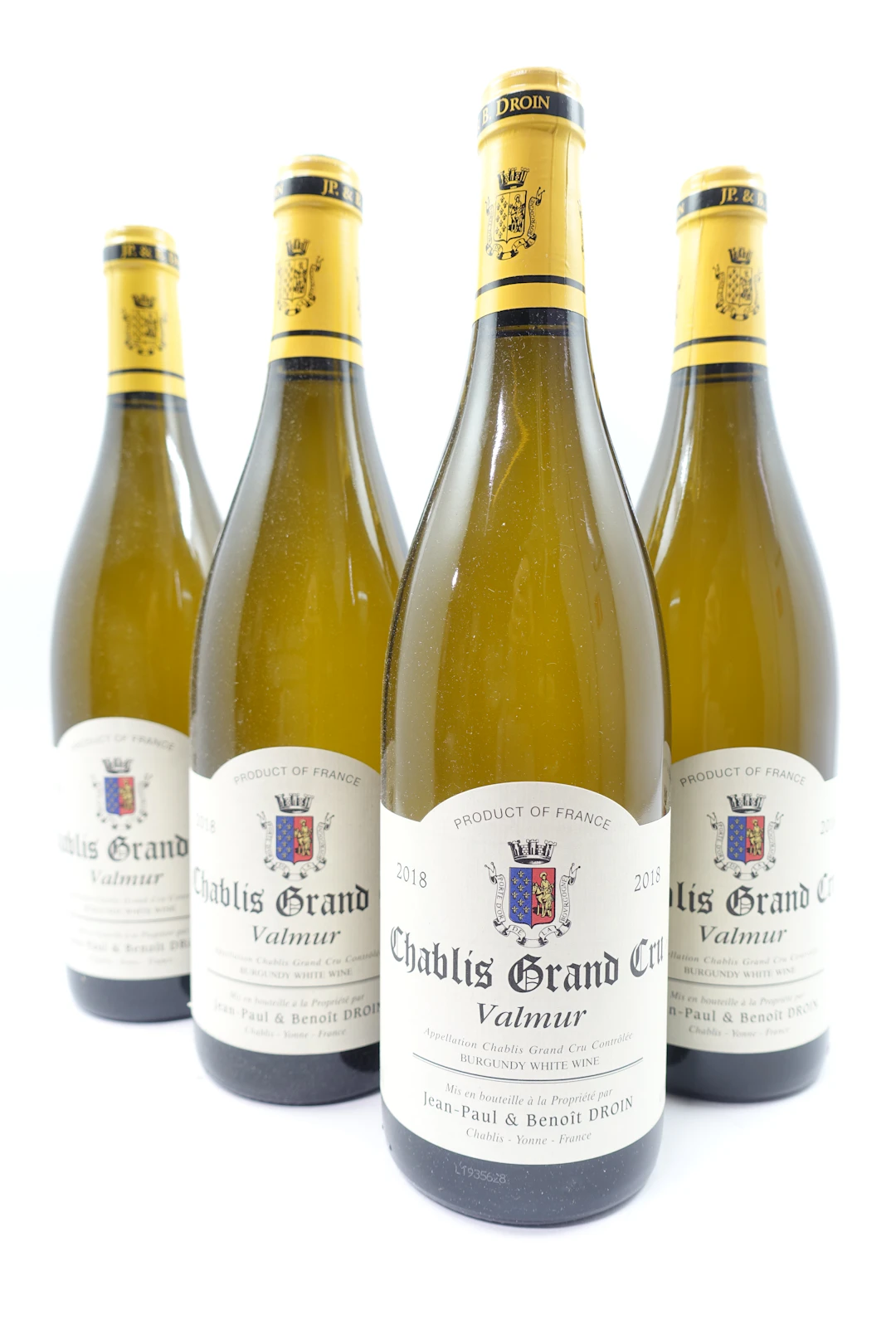 4 bts CHABLIS 2018 Grand Cru Valmur. Jean Paul et Benoit Droin
