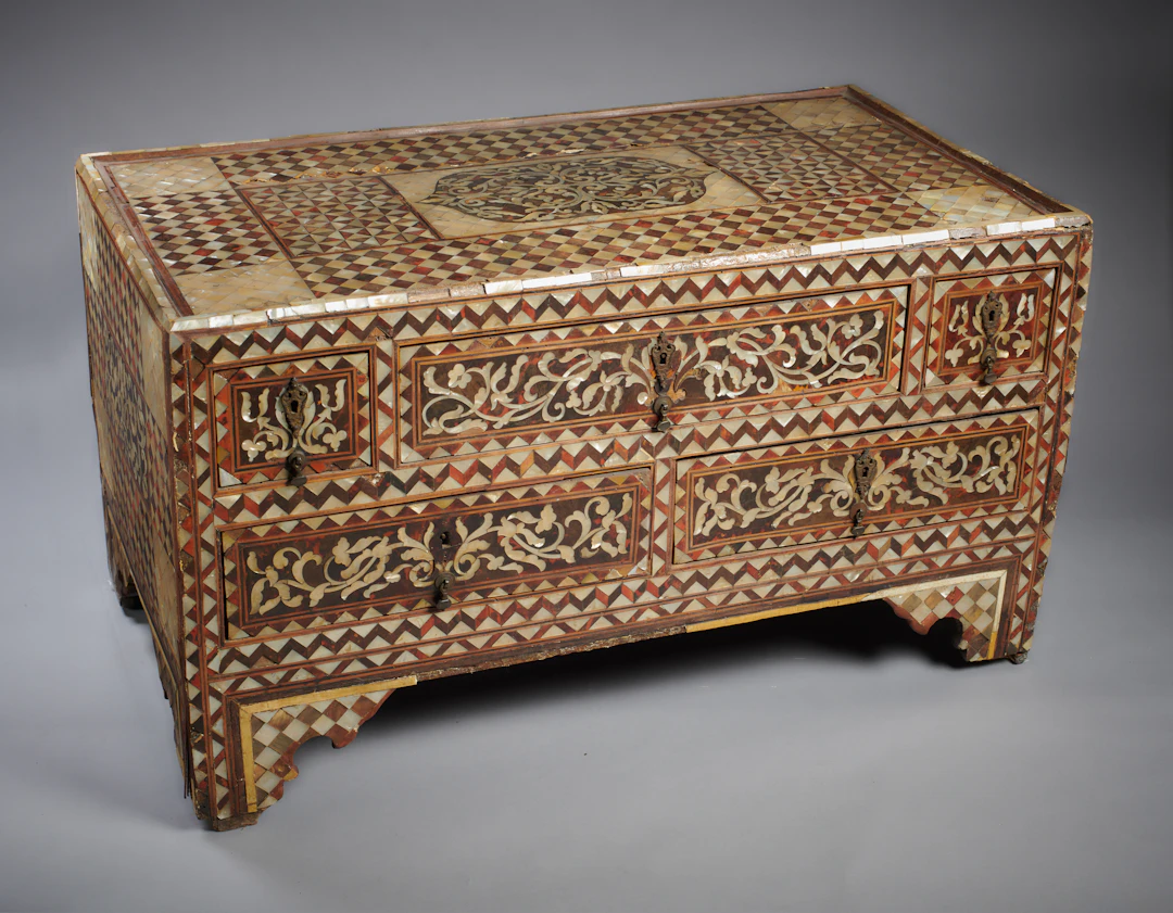 A Large Ottoman Mother-of-Pearl, Tortoiseshell and Bone-Veneered Chest