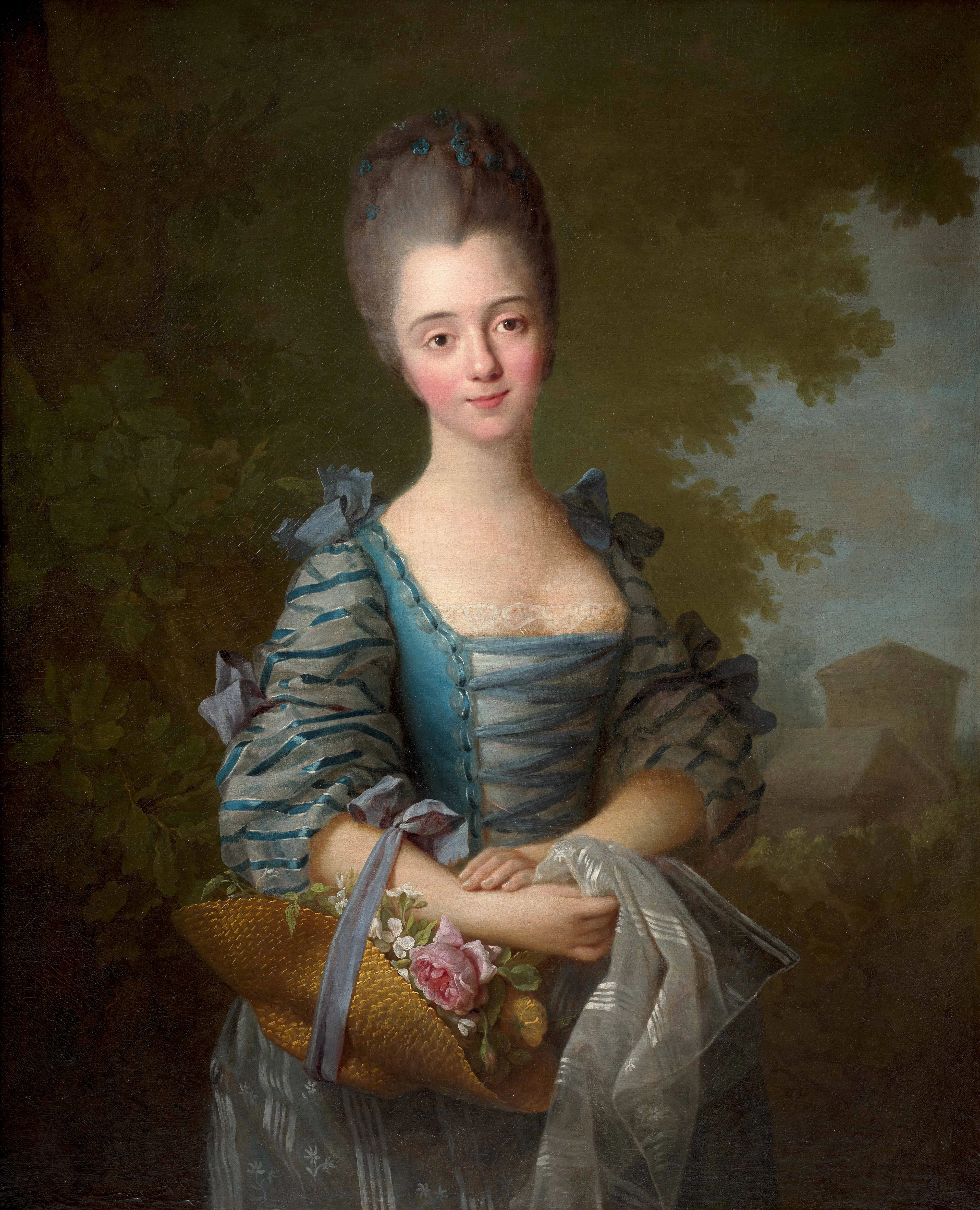 - Portrait présumé de la duchesse de Gramont portant un chapeau rempli