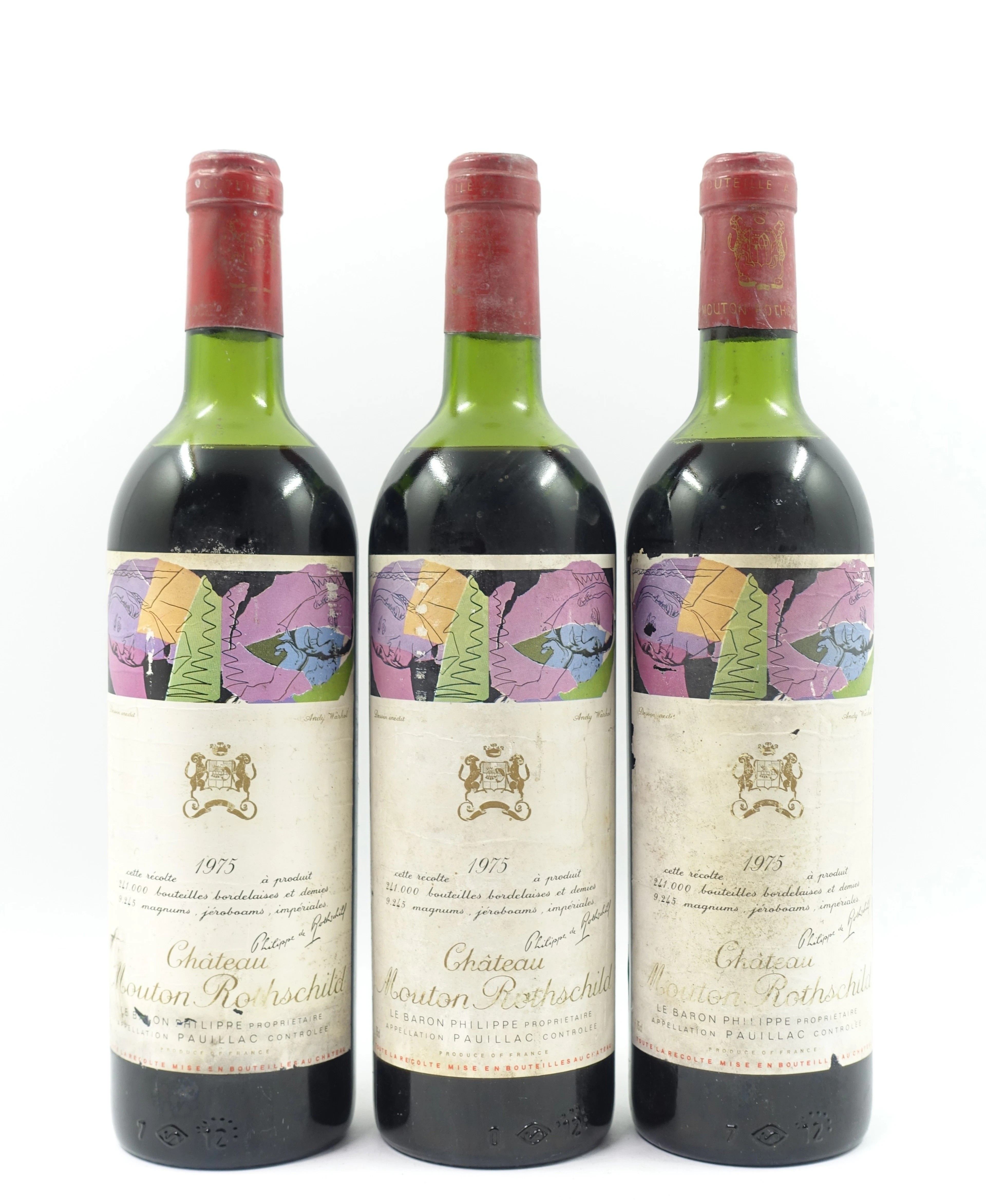 3 bts CH MOUTON ROTHSCHILD 1975 1er GC Pauillac
