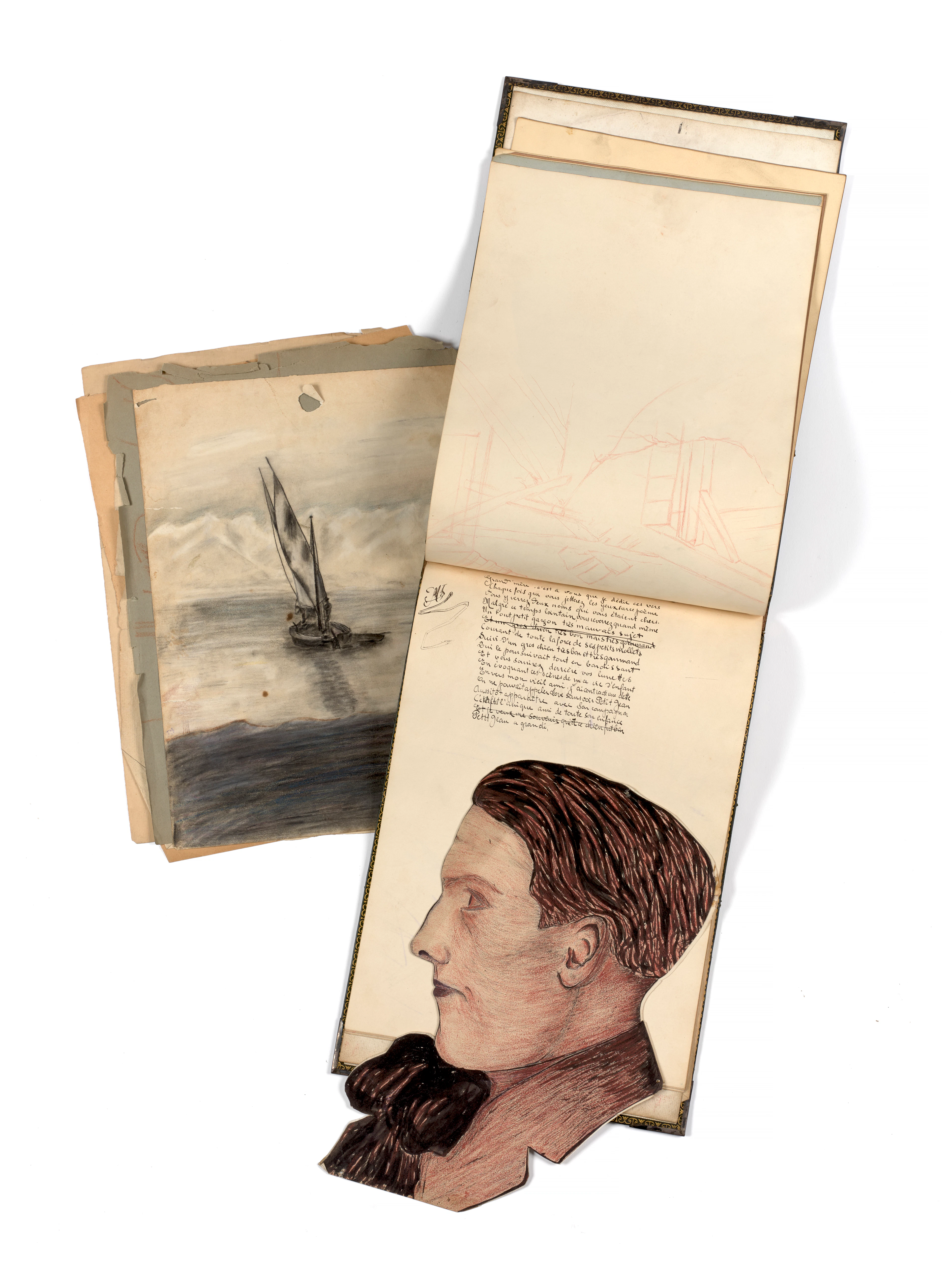 PRÉCIEUX CARNET DE CROQUIS RÉALISÉ PAR JEAN MERMOZ Portraits, paysages et poème