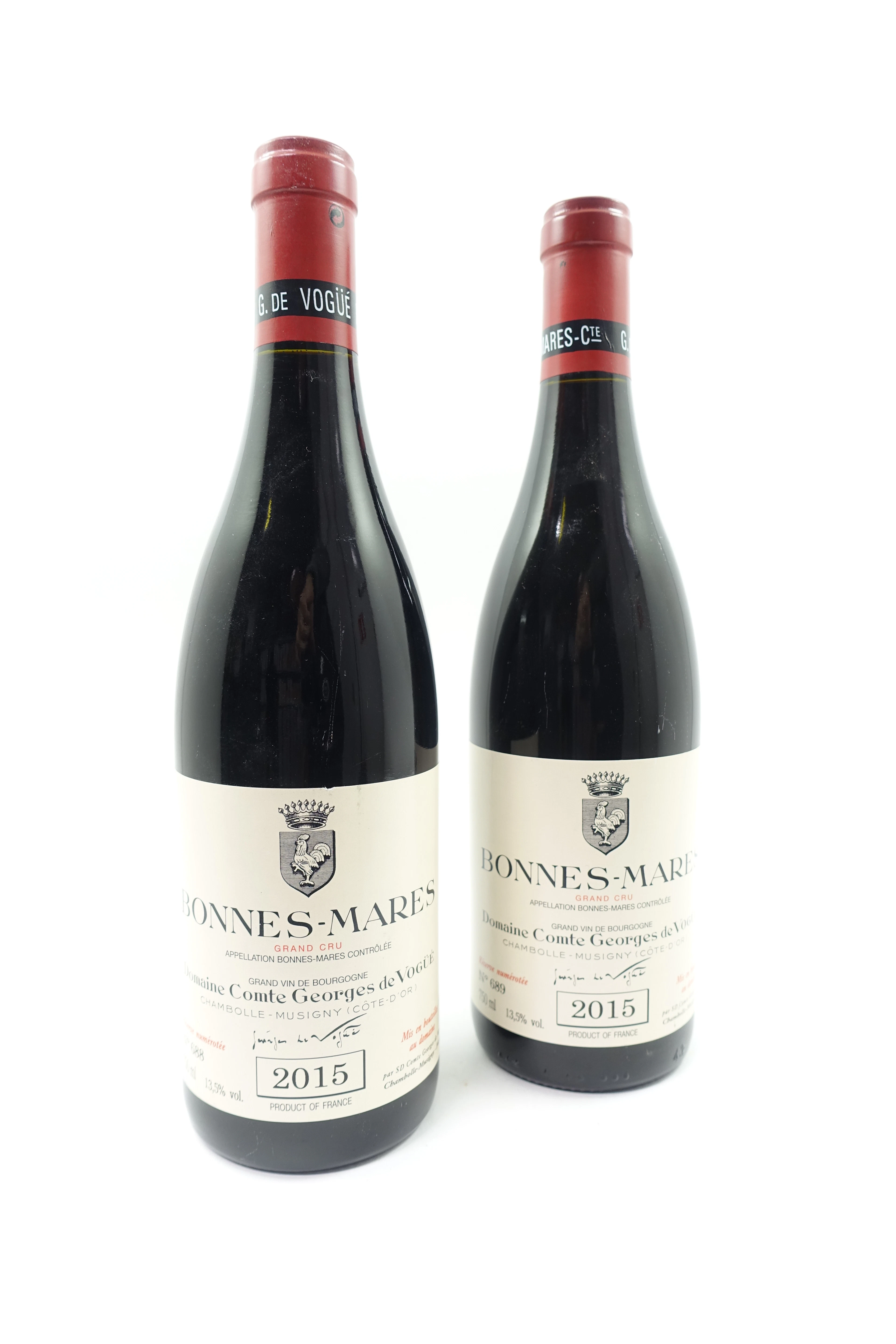 2 bts BONNES MARES 2015 Grand Cru. Domaine Comte Georges de Vogüé