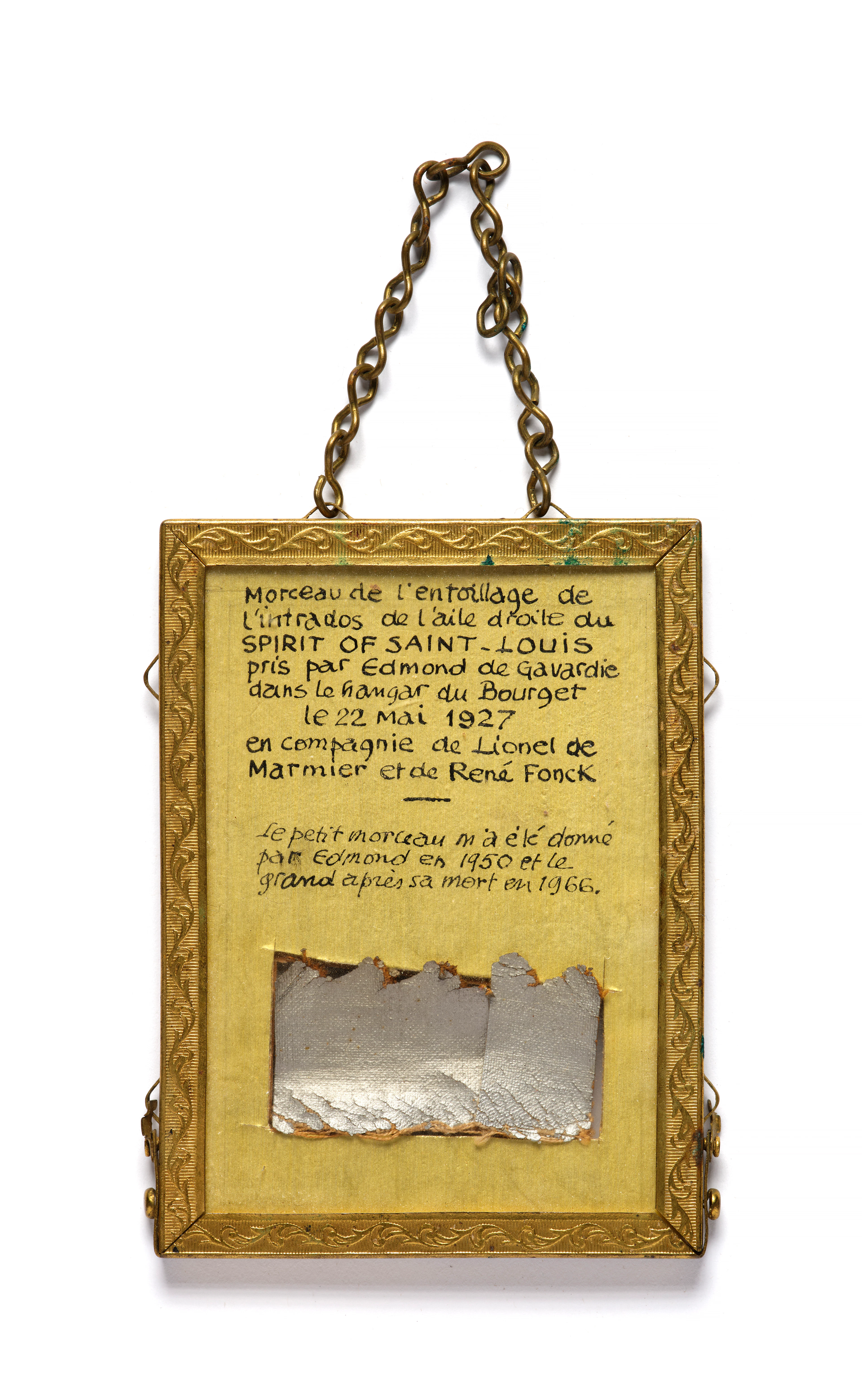 EXCEPTIONNEL ET RARE SOUVENIR DU SPIRIT OF SAINT LOUIS PROVENANT DU