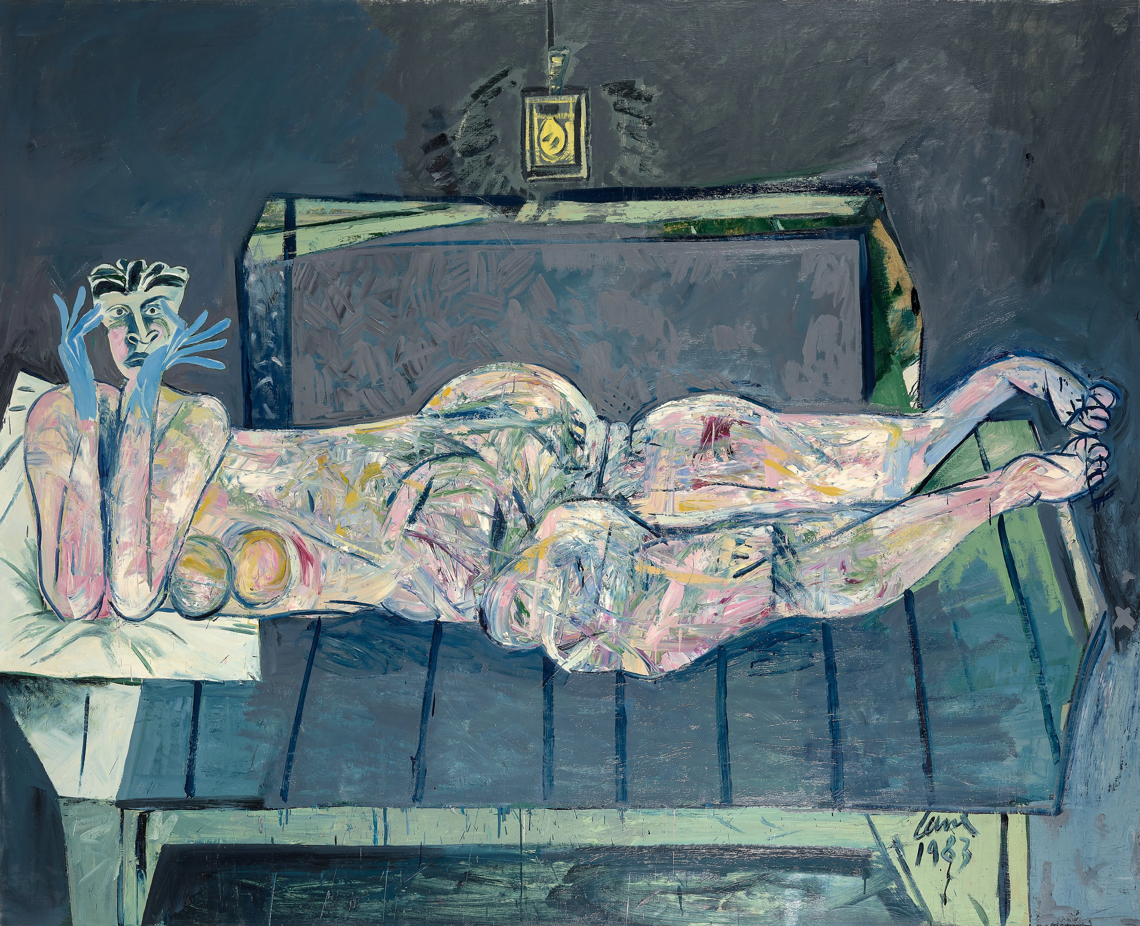 Louis CANE 1943-2024 Nu aux mains bleues - 1983