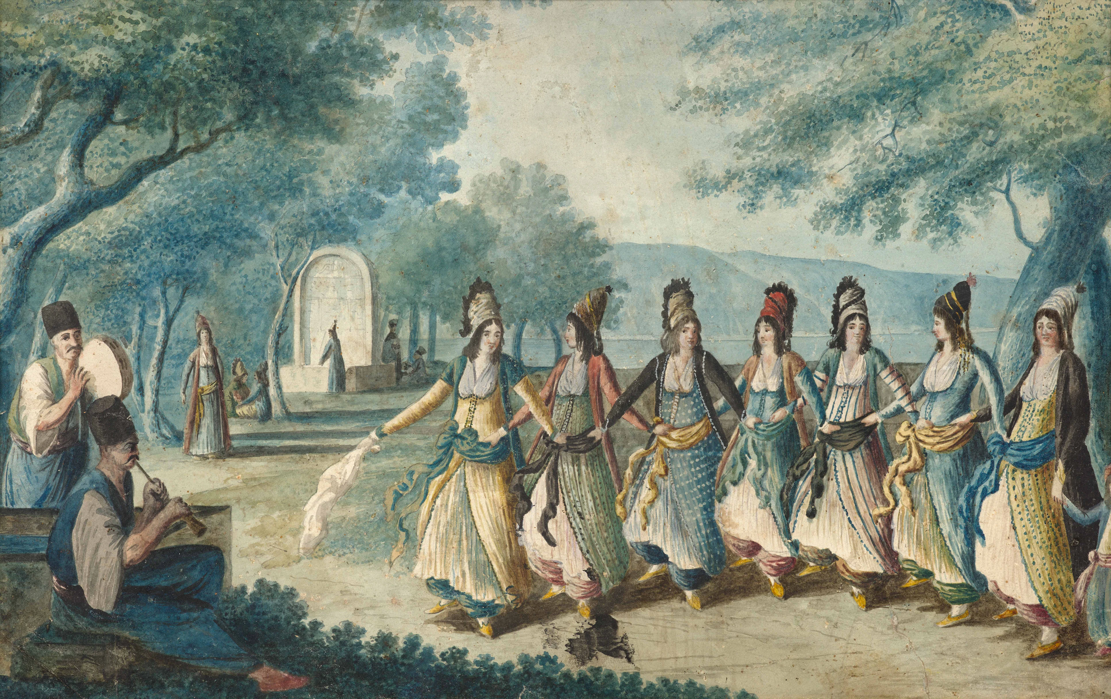 Attribué à Luigi MAYER Italie , 1755 - Londres, 1803 La danse des