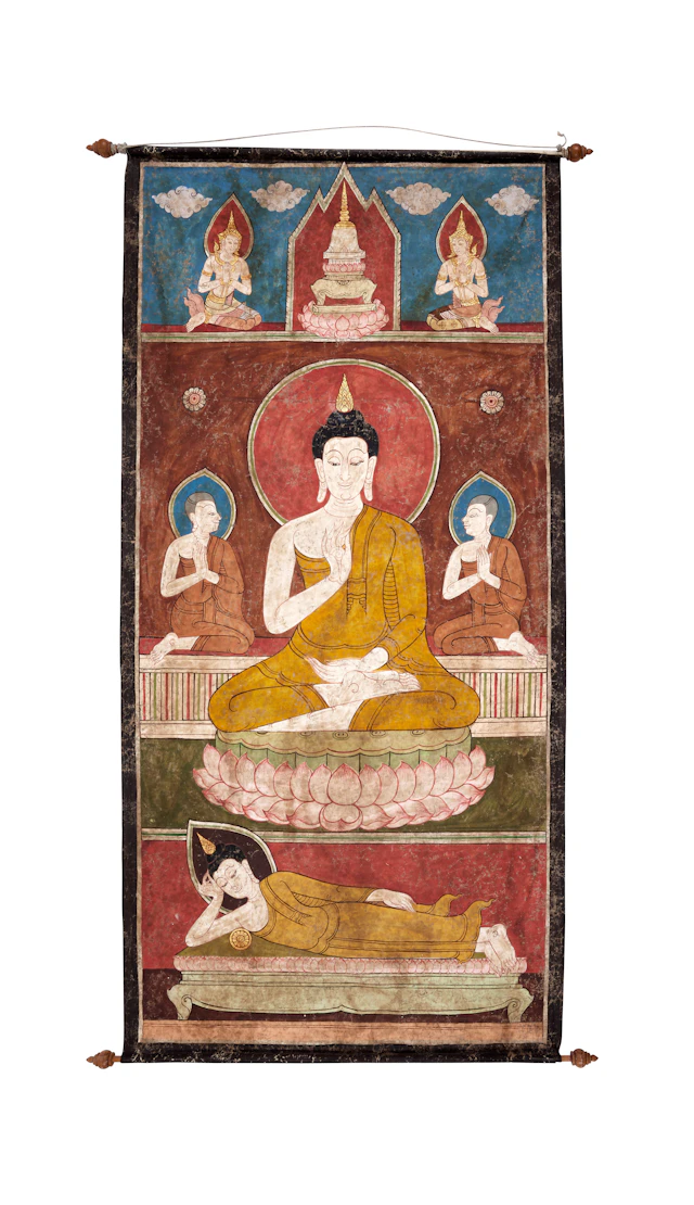 A Painted Cloth of the Teaching Buddha (Vitarka Mudra)