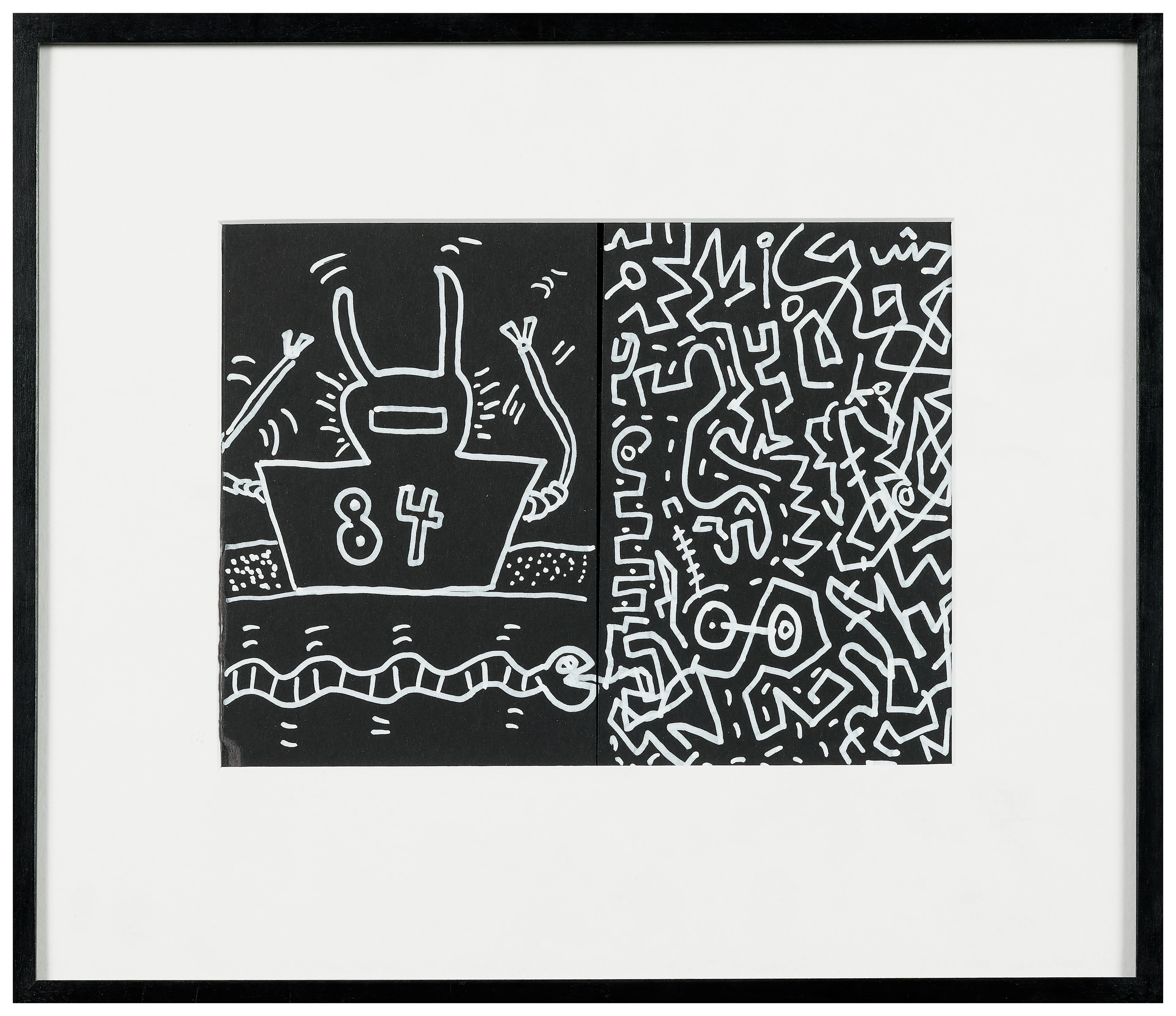 Keith HARING 1958-1990 Untitled (Robot and Snake) - 1984
