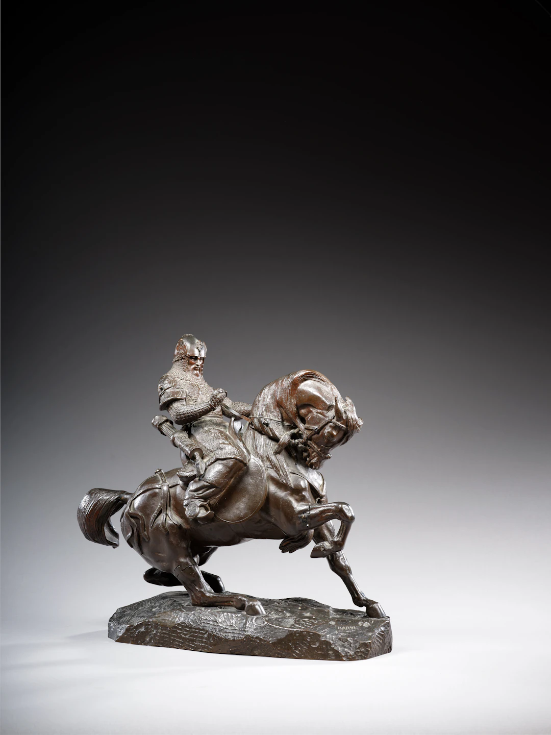 Antoine-Louis BARYE Paris, 1795 - 1875 Guerrier tartare arrêtant son cheval