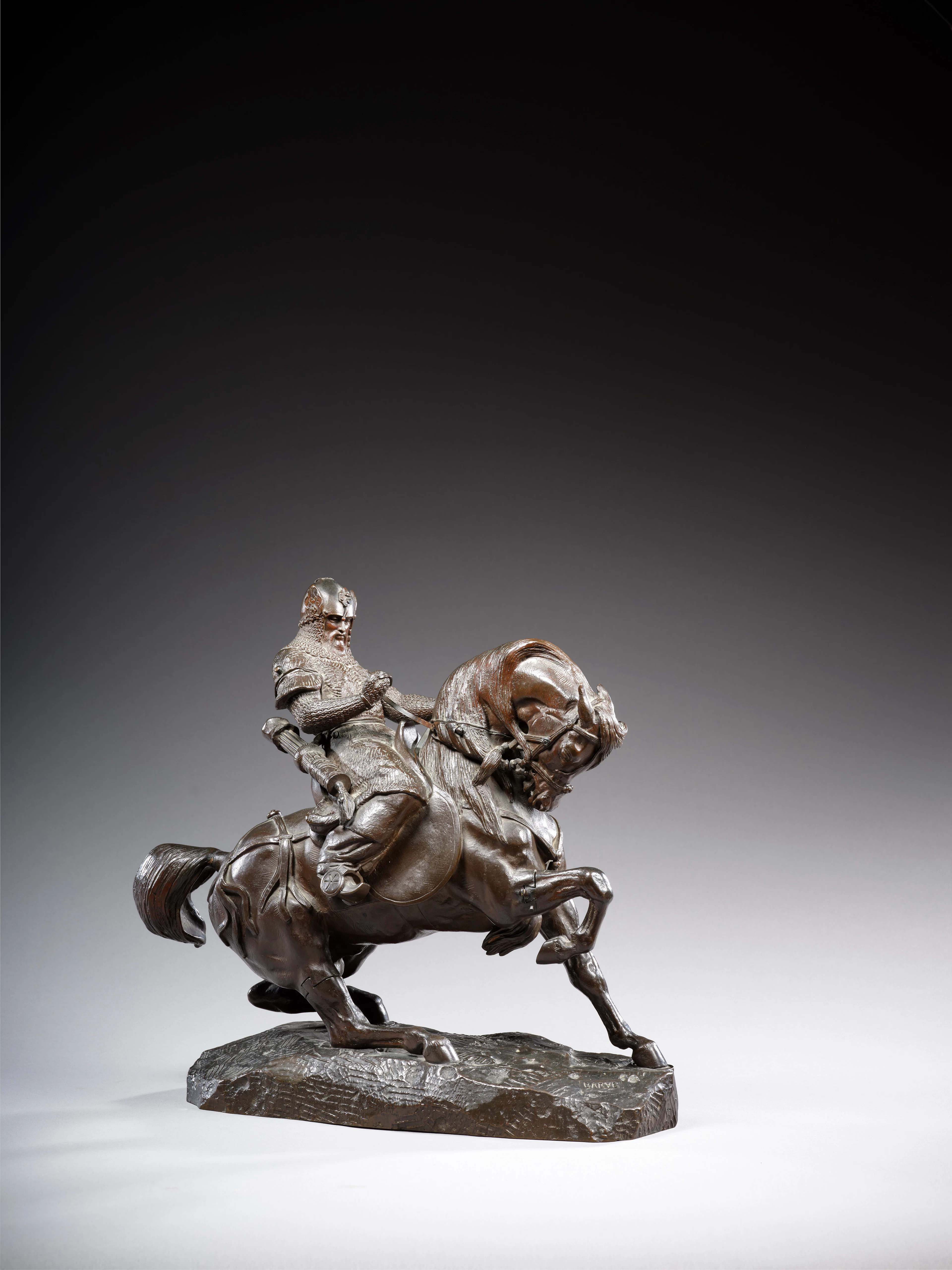 Antoine-Louis BARYE Paris, 1795 - 1875 Guerrier tartare arrêtant son cheval