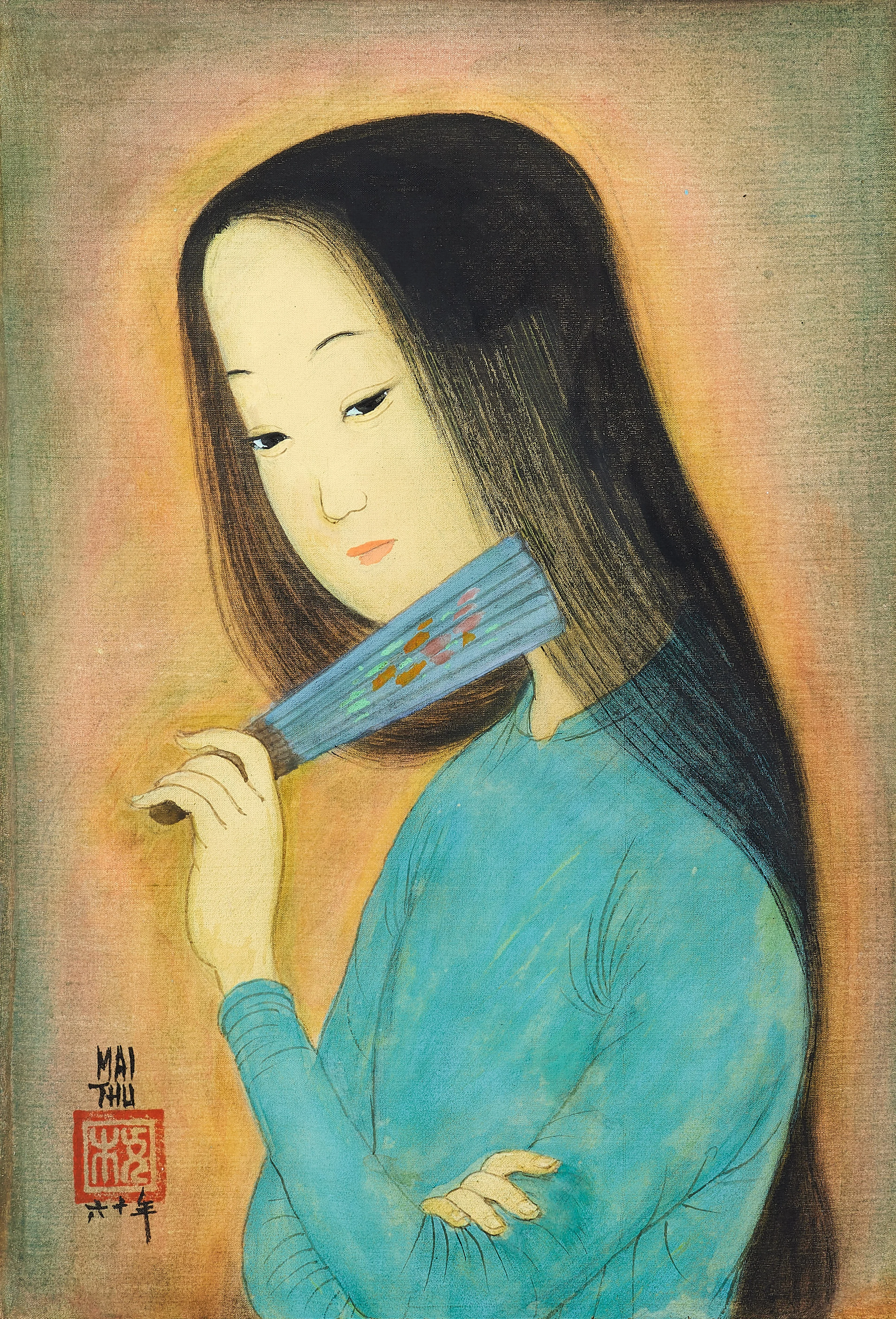 Mai Trung Thứ 1906-1980 Jeune fille à l’éventail - 1960