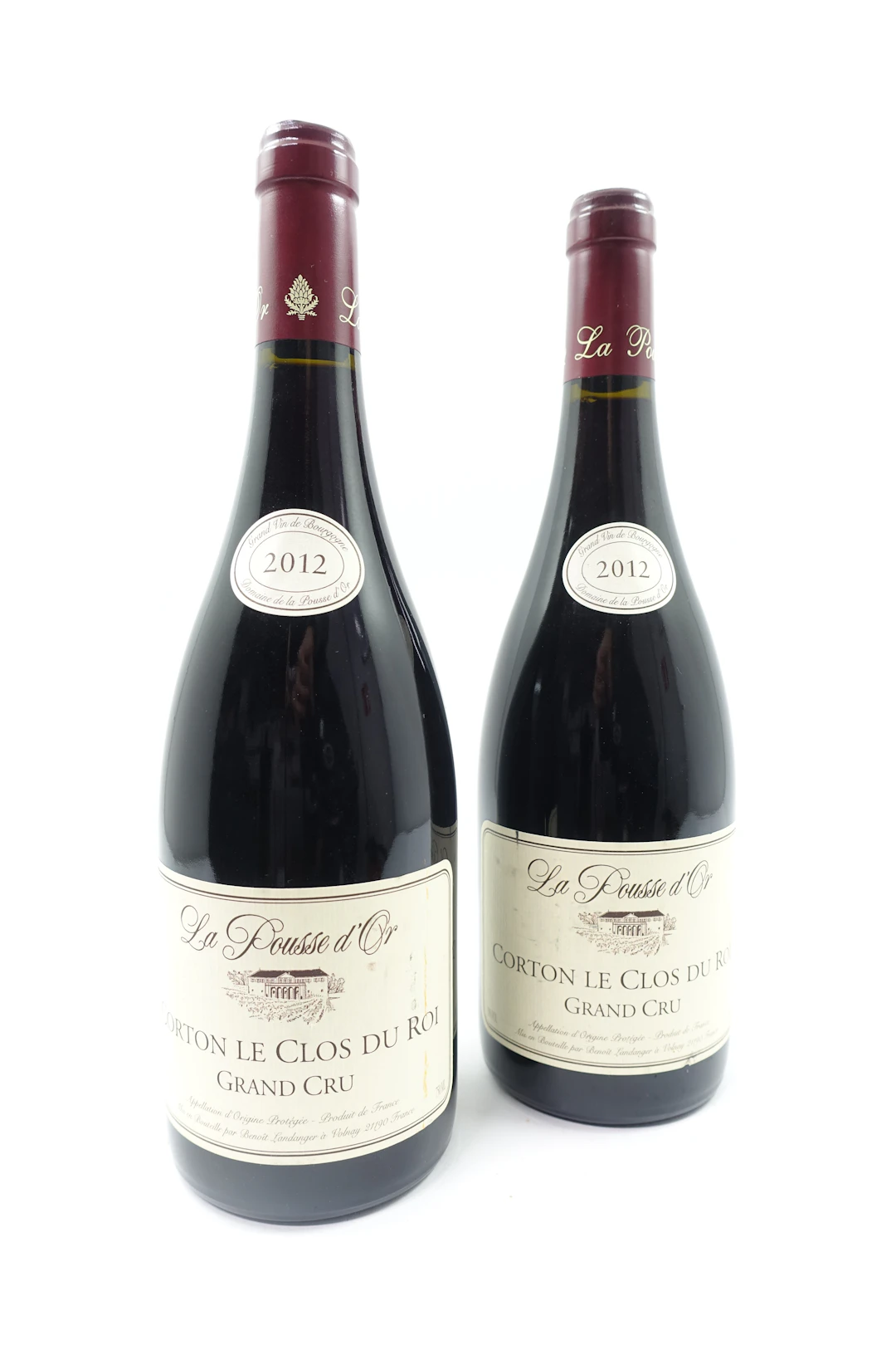 2 bts CORTON CLOS DU ROI 2012 Grand Cru. La Pousse d'Or