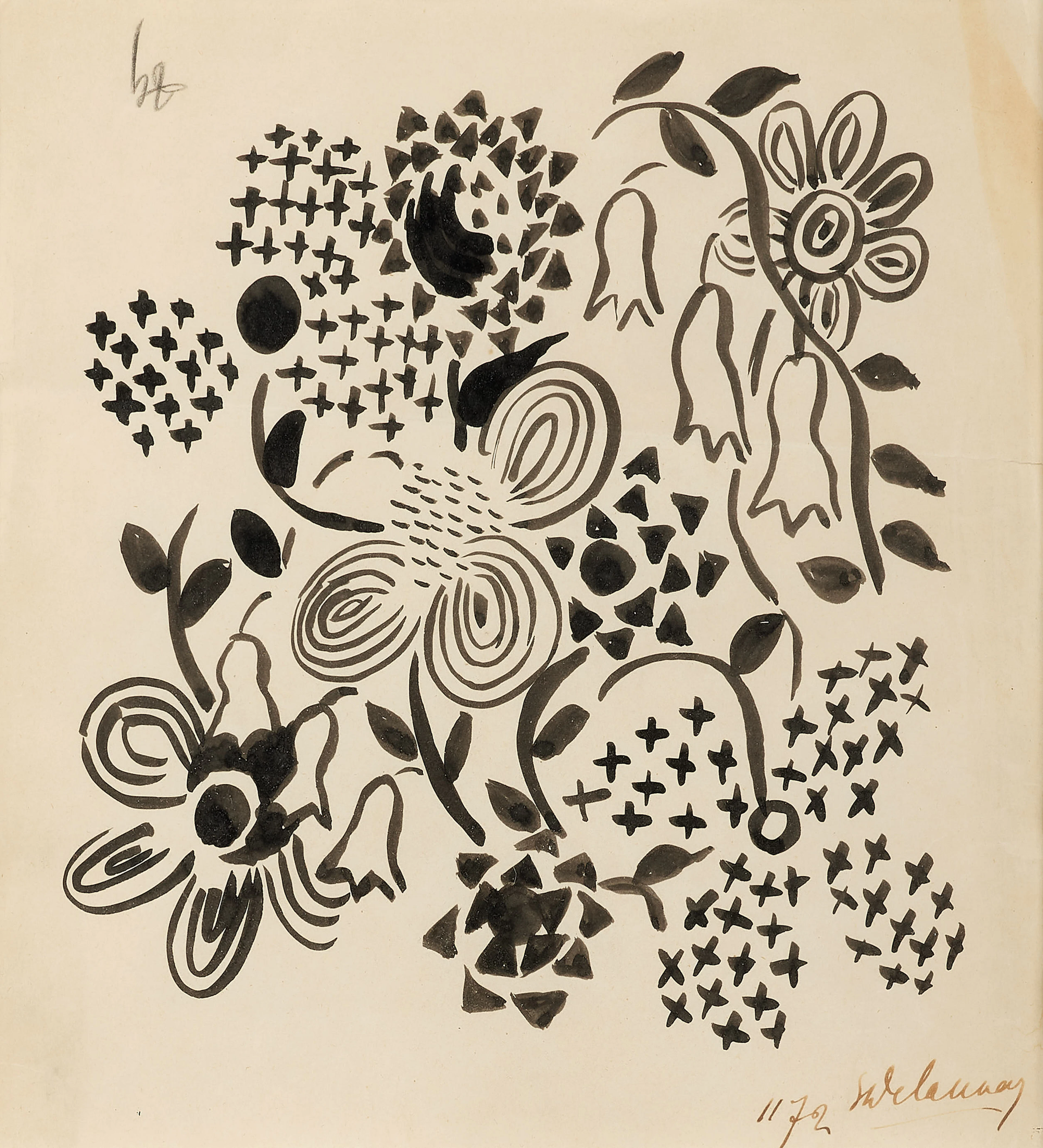 Sonia DELAUNAY 1885-1979 Motif décoratif floral