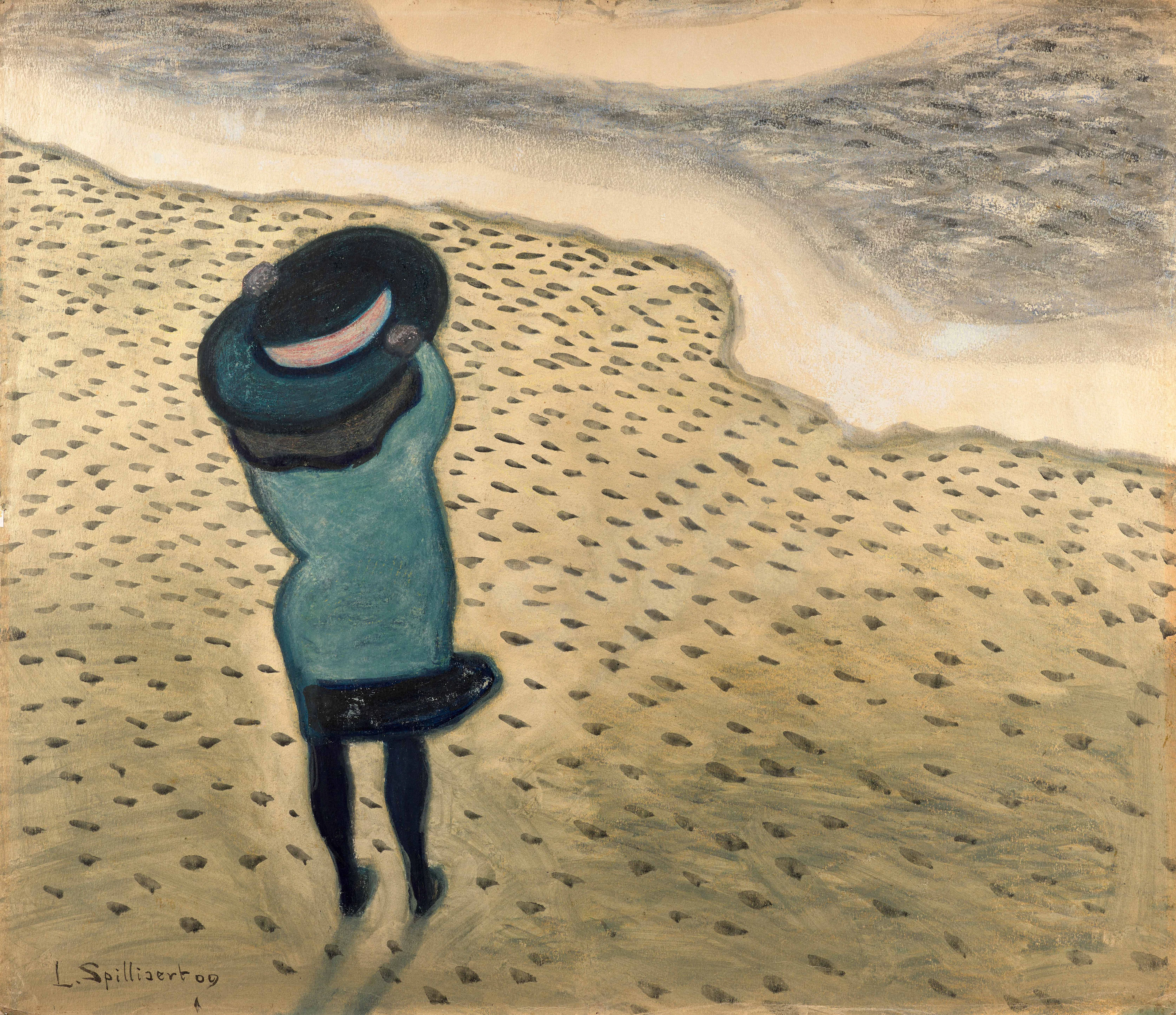 Fillette au grand chapeau, bord de mer - 1909