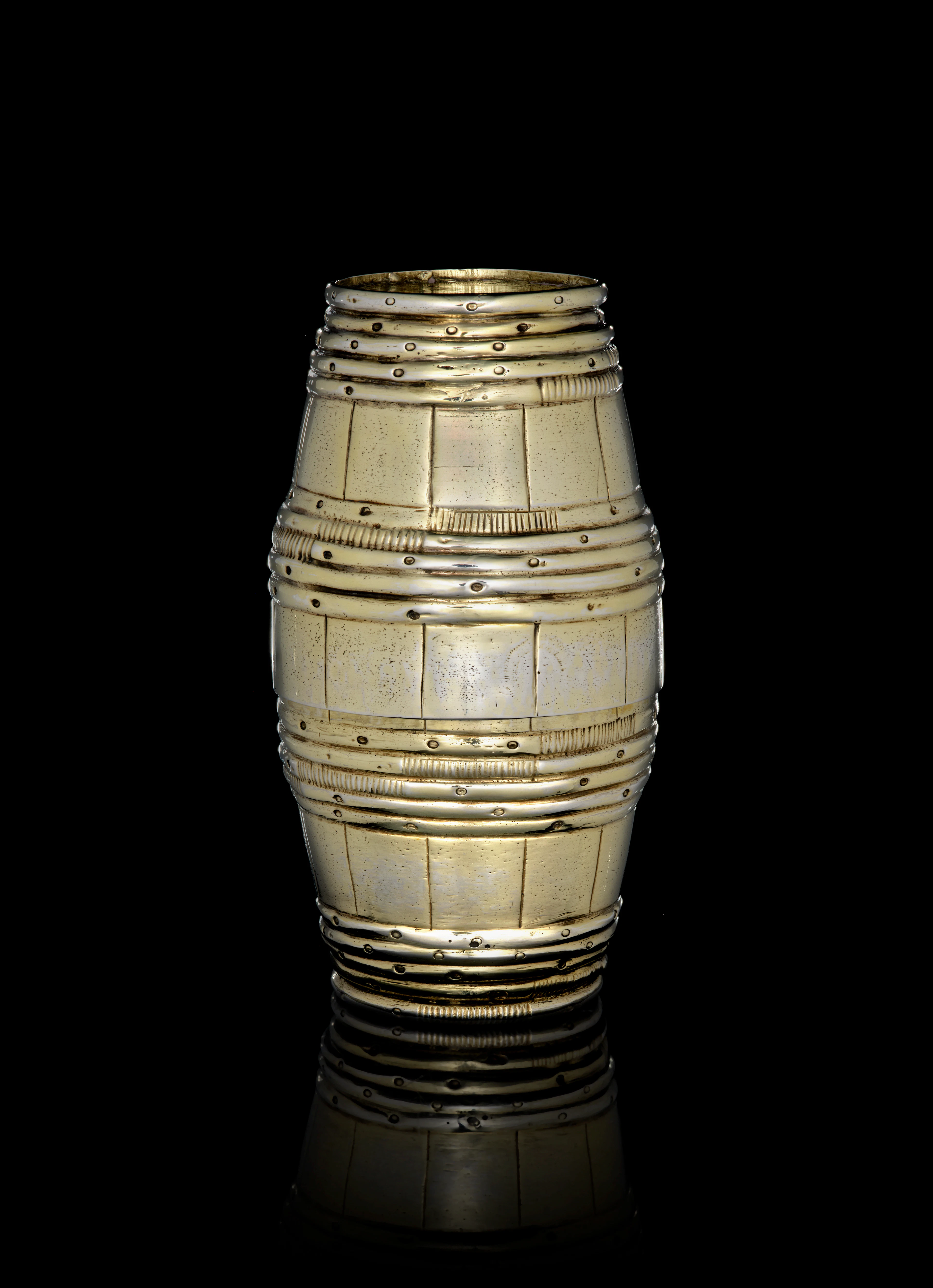 A German silver-gilt barel-shaped double beaker, by Paulus II Flindt