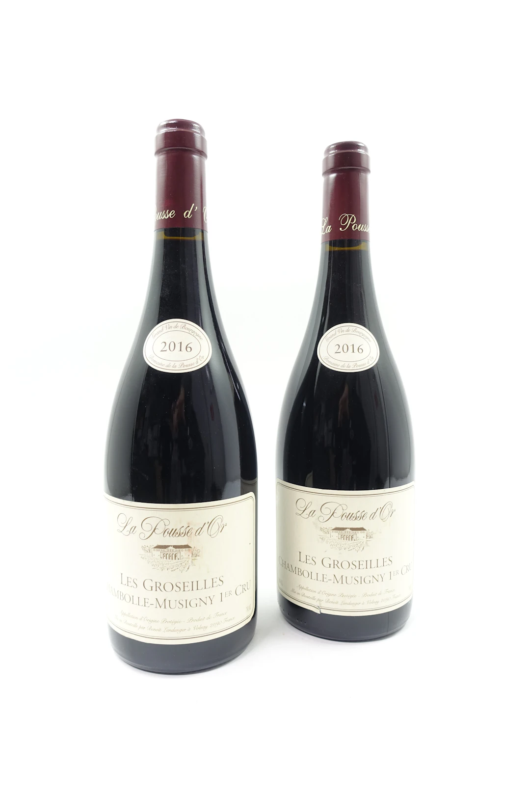 2 bts CHAMBOLLE MUSIGNY 2016 1er Cru. Les Groseilles. La Pousse d'Or