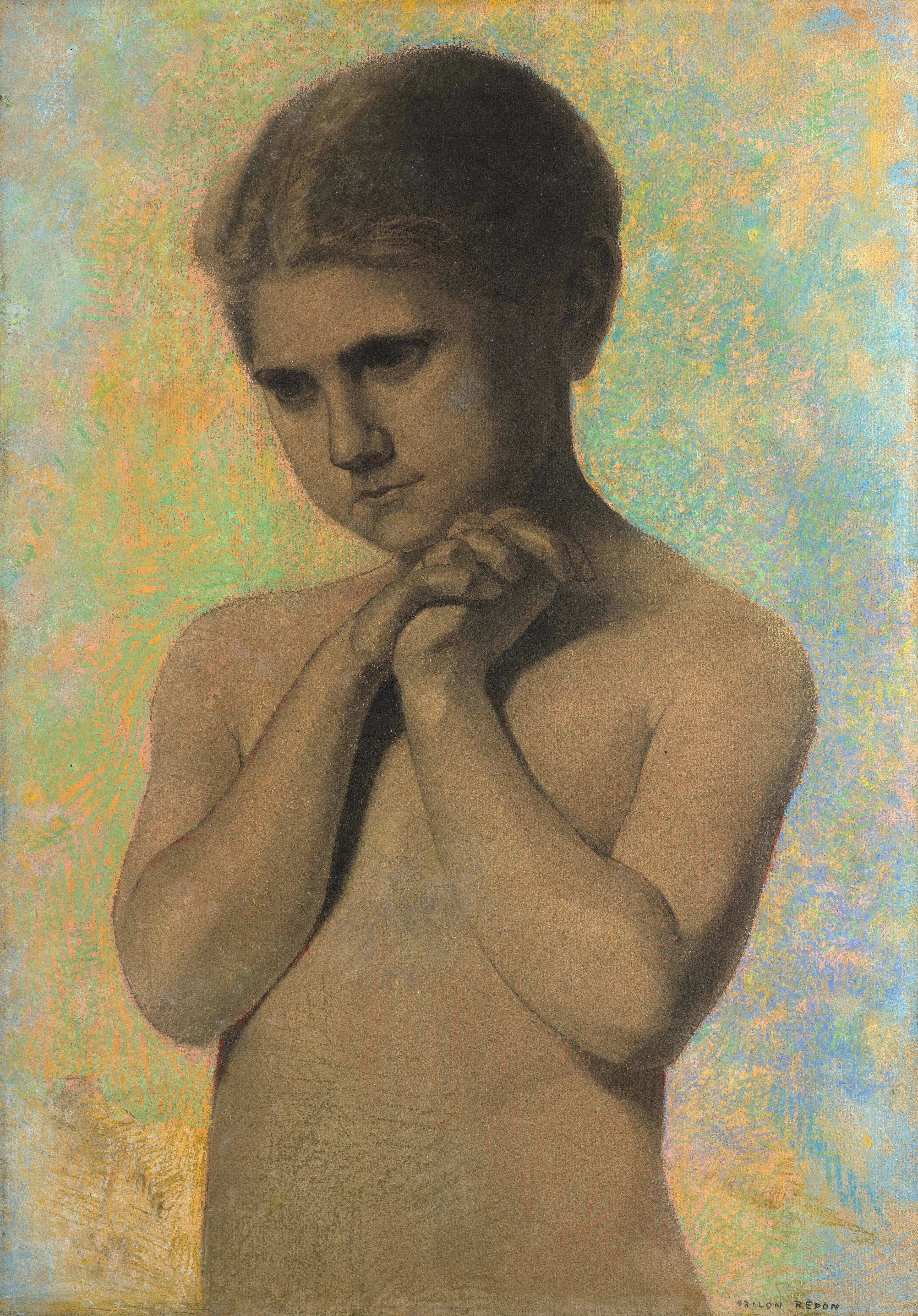 Odilon REDON Bordeaux, 1840 - Paris, 1916 Méditation, fillette nue, 1906