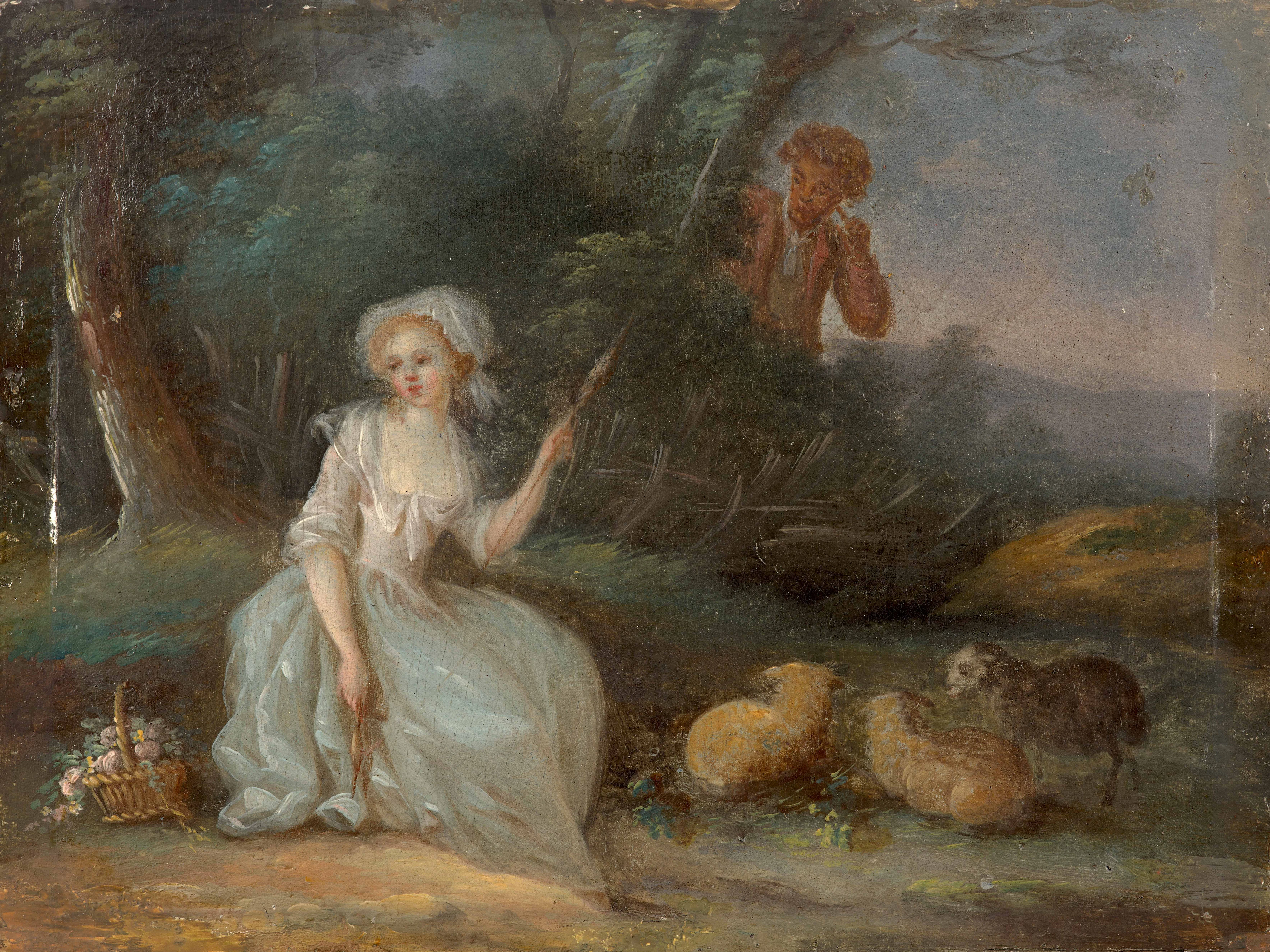 Attribué à Jean-Baptiste HUET Paris, 1745-1811 La belle bergère