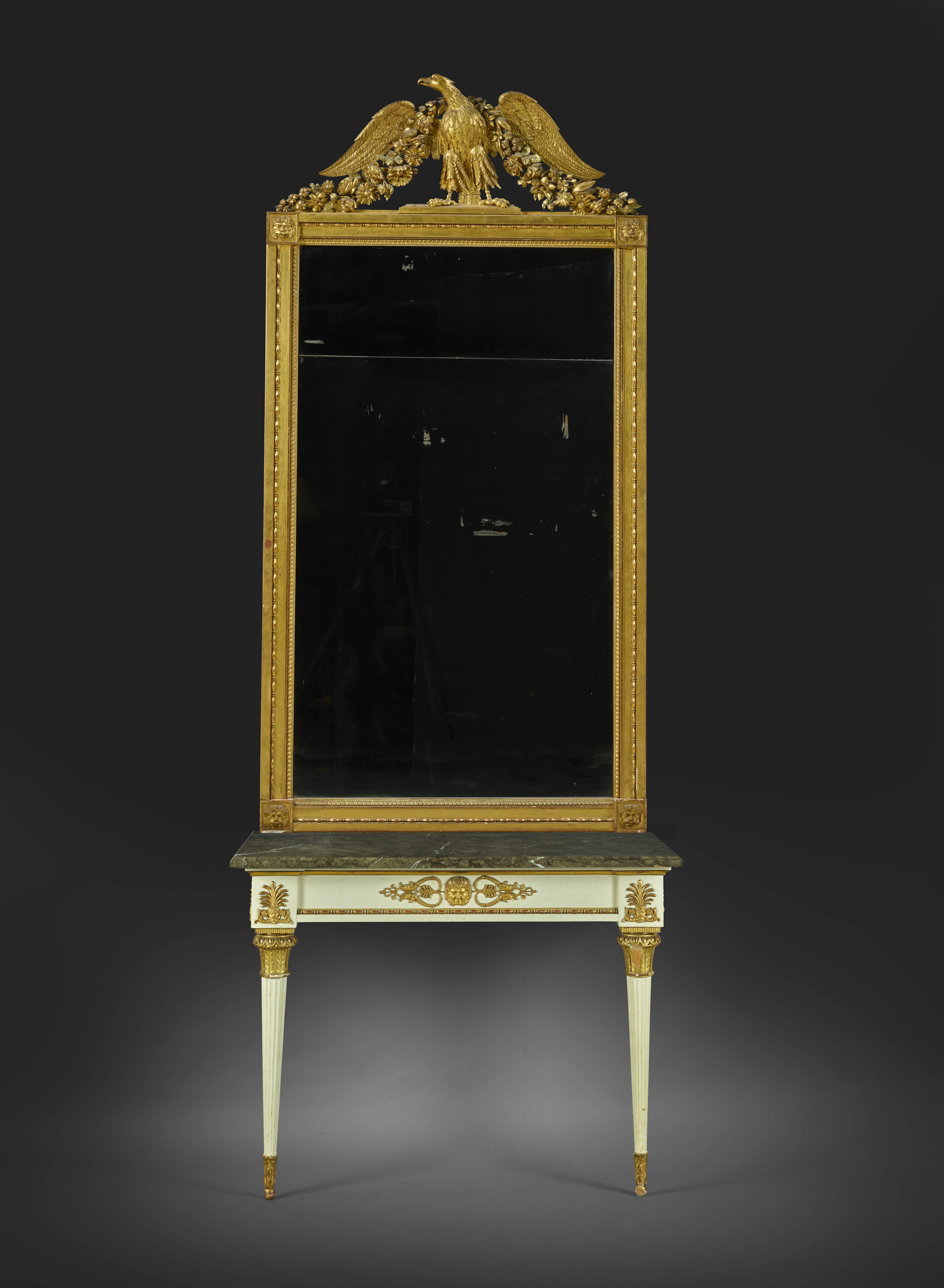 MIROIR ET CONSOLE D’ENTRE-FENÊTRE, TRAVAIL SUISSE D’ÉPOQUE EMPIRE