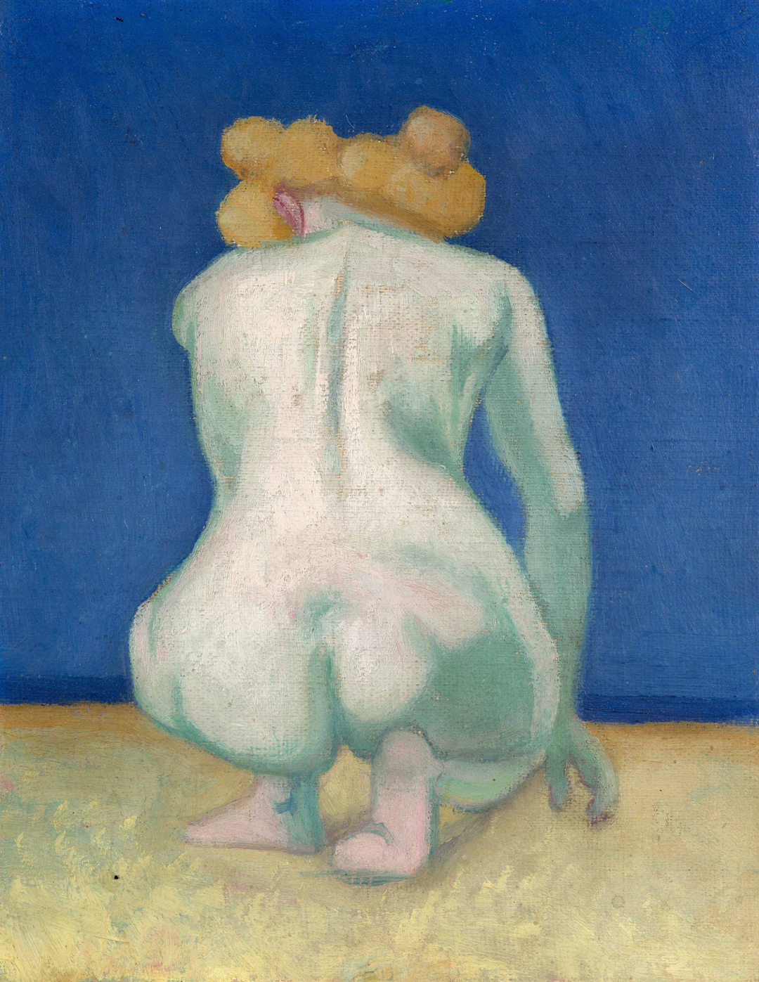 Femme blonde accroupie de dos - 1918