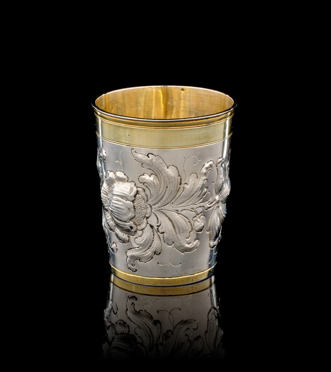 A German parcel-gilt silver beaker, Philipp Stenglin, Augsburg, 1724-1728