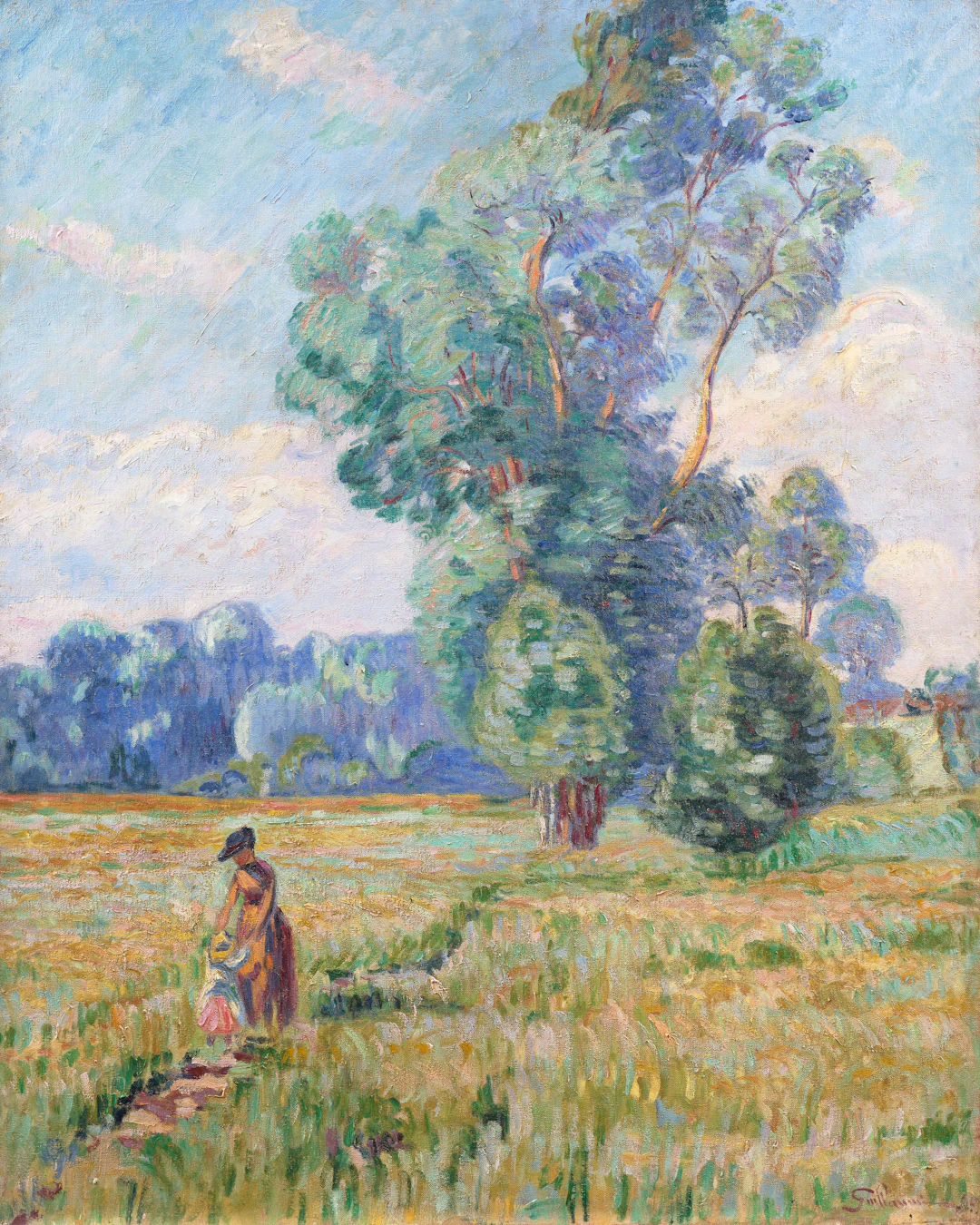 Femme et enfant dans un paysage - 1890