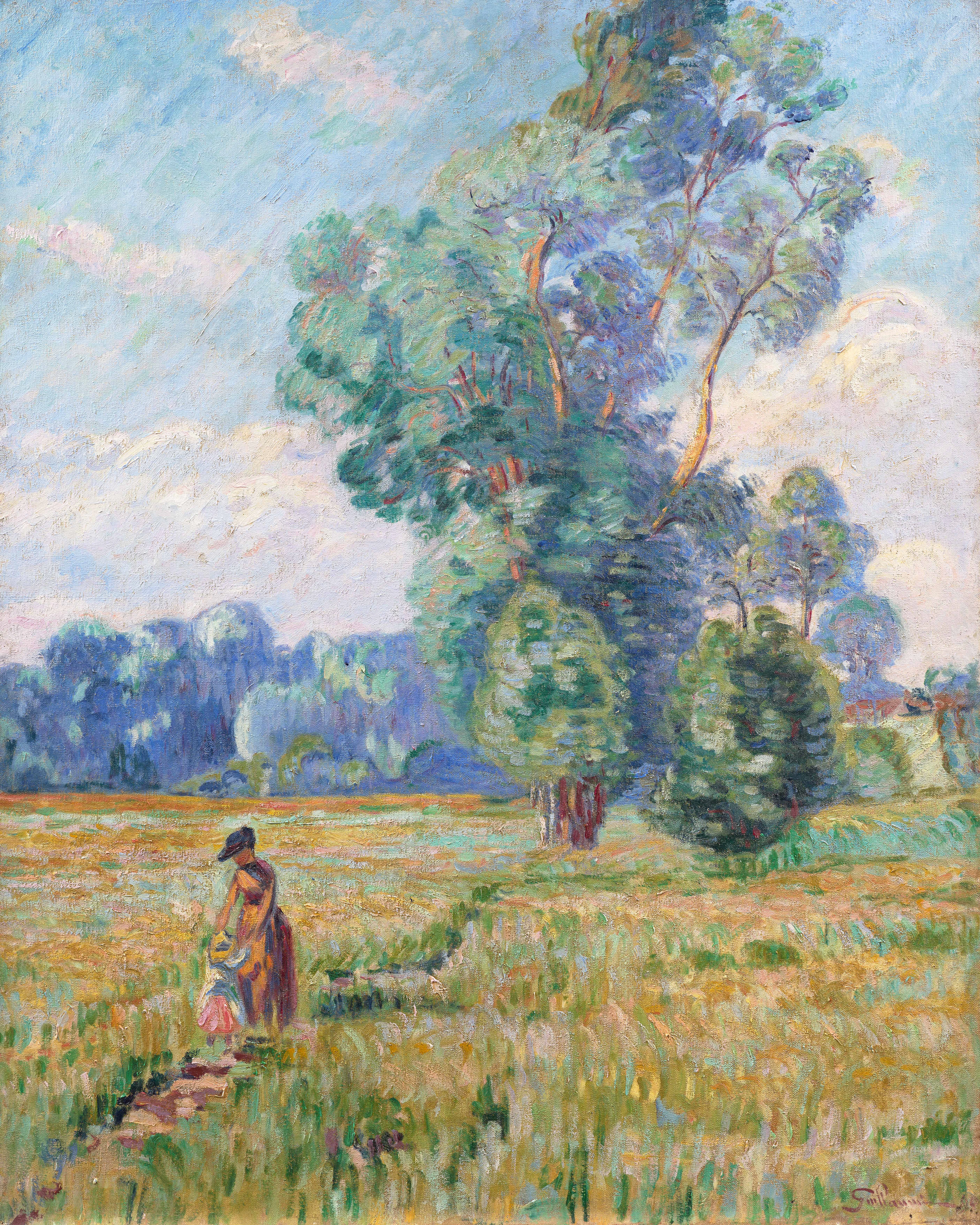 Femme et enfant dans un paysage - 1890