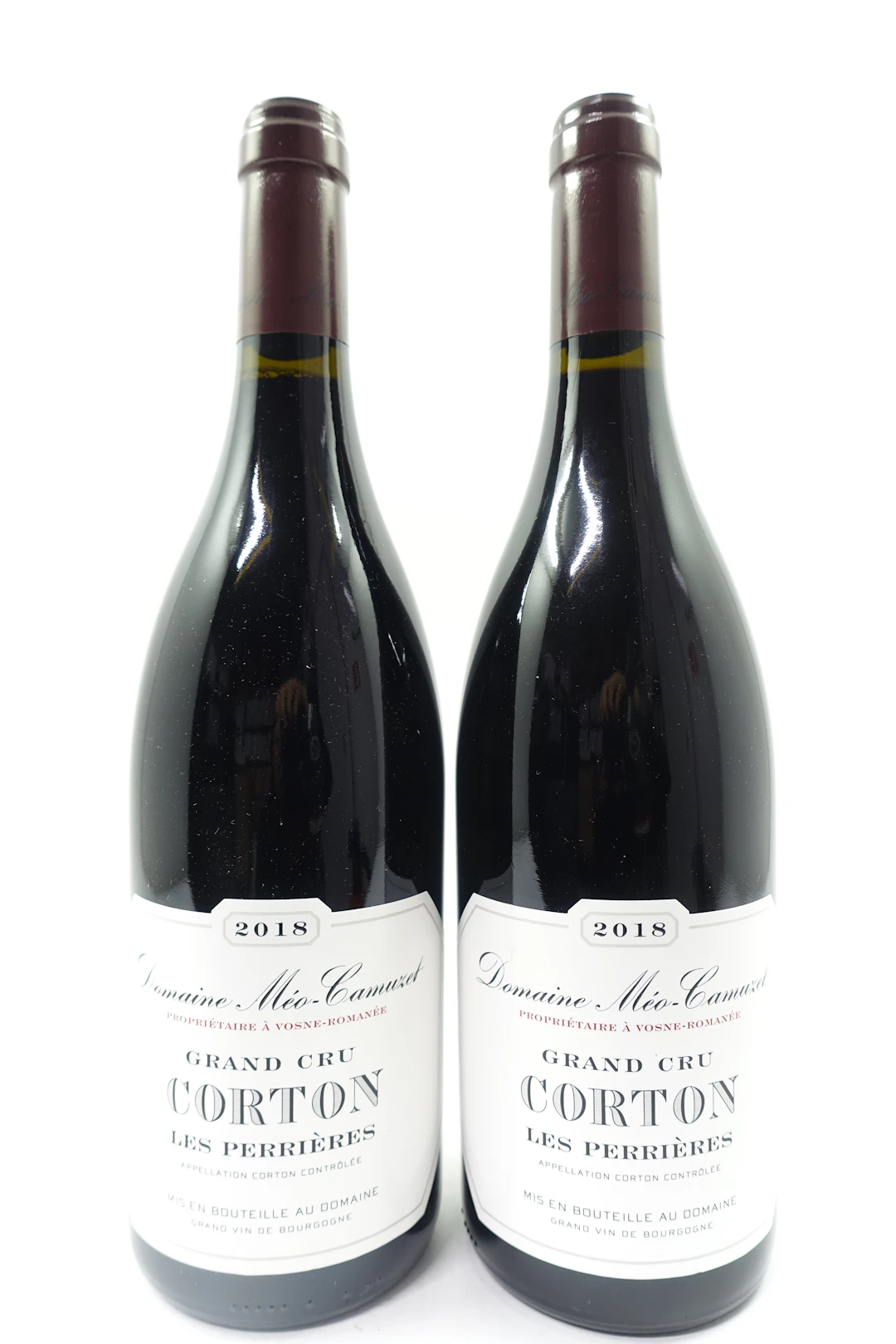 2 bts CORTON 2018 Grand Cru Les Perrières. Domaine Méo Camuzet