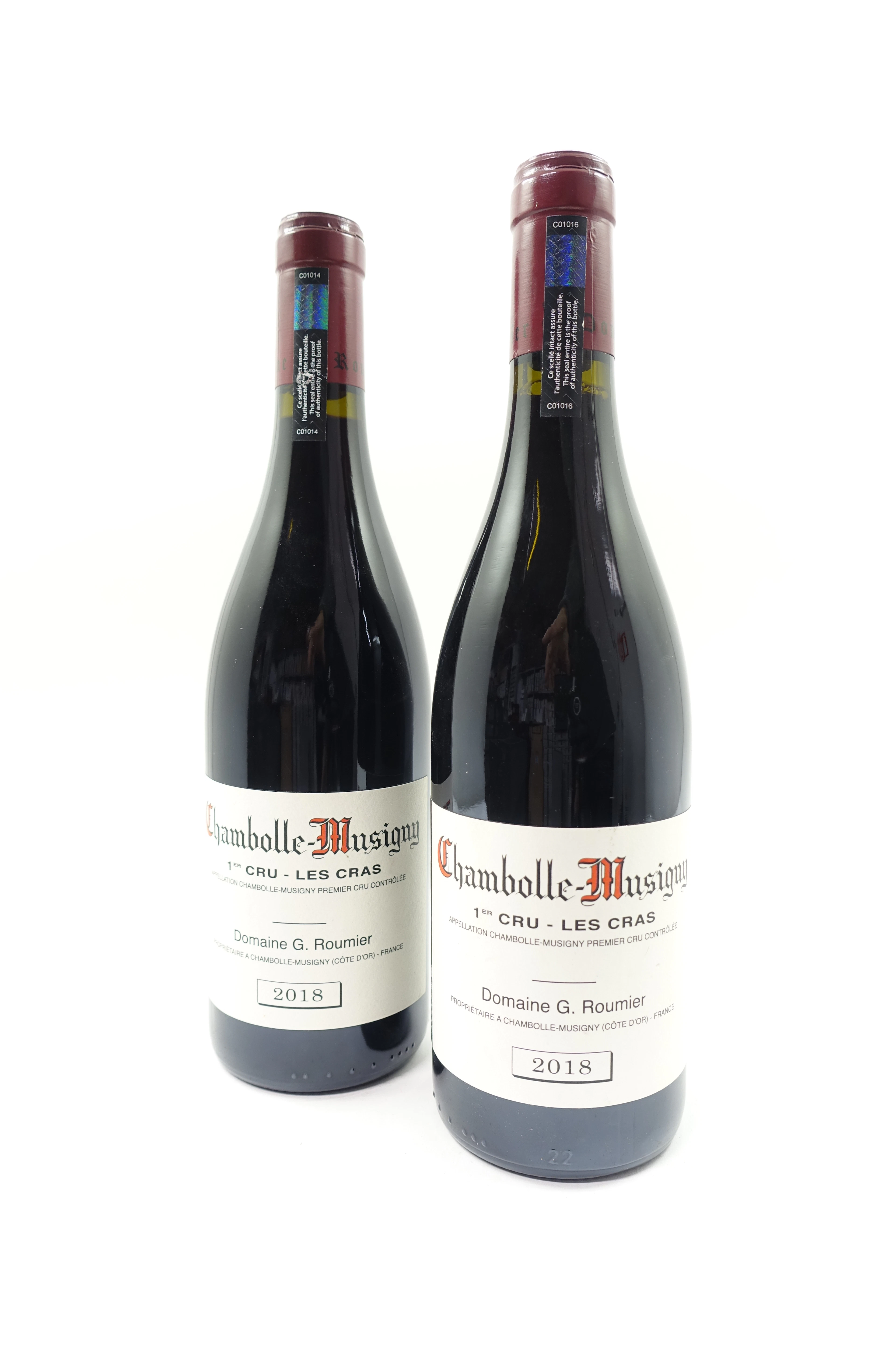 2 bts CHAMBOLLE MUSIGNY 2018 1er cru les Cras. Domaine G.Roumier