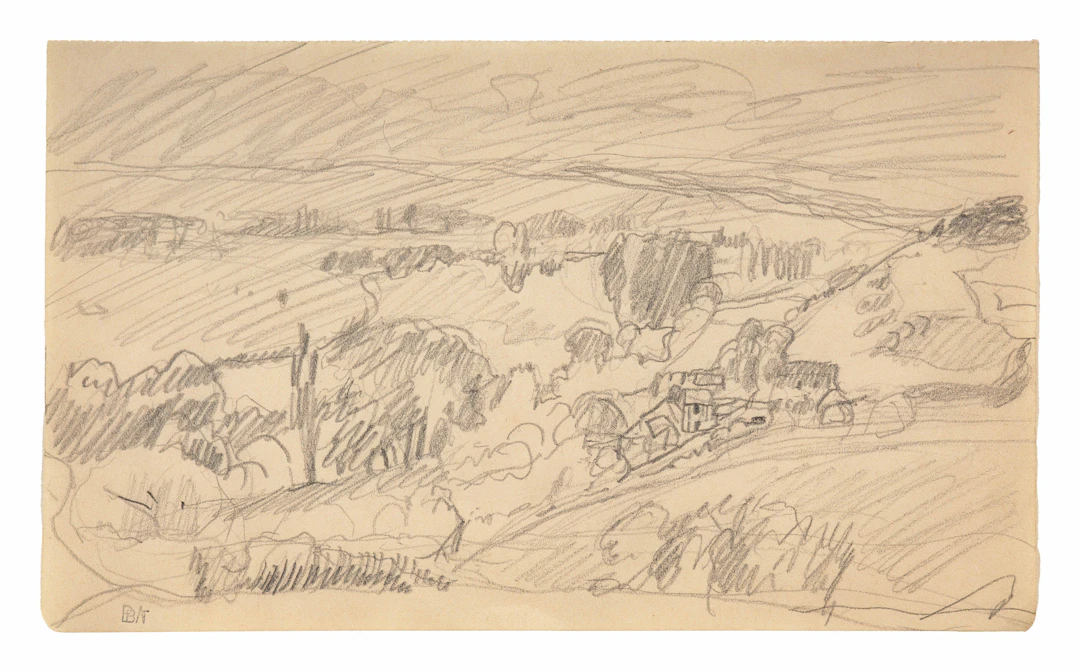 Collines et maisons - circa 1914