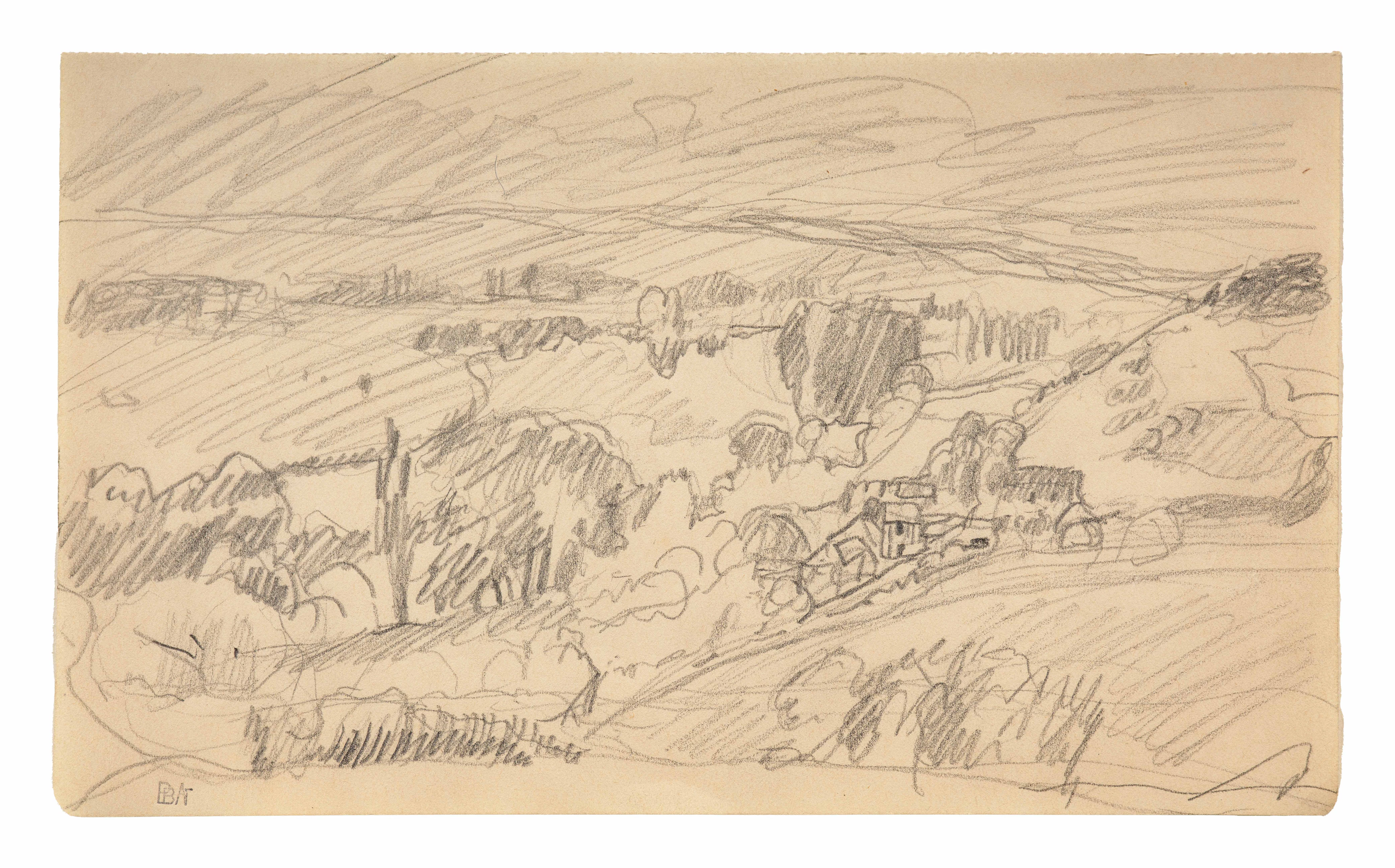 Collines et maisons - circa 1914