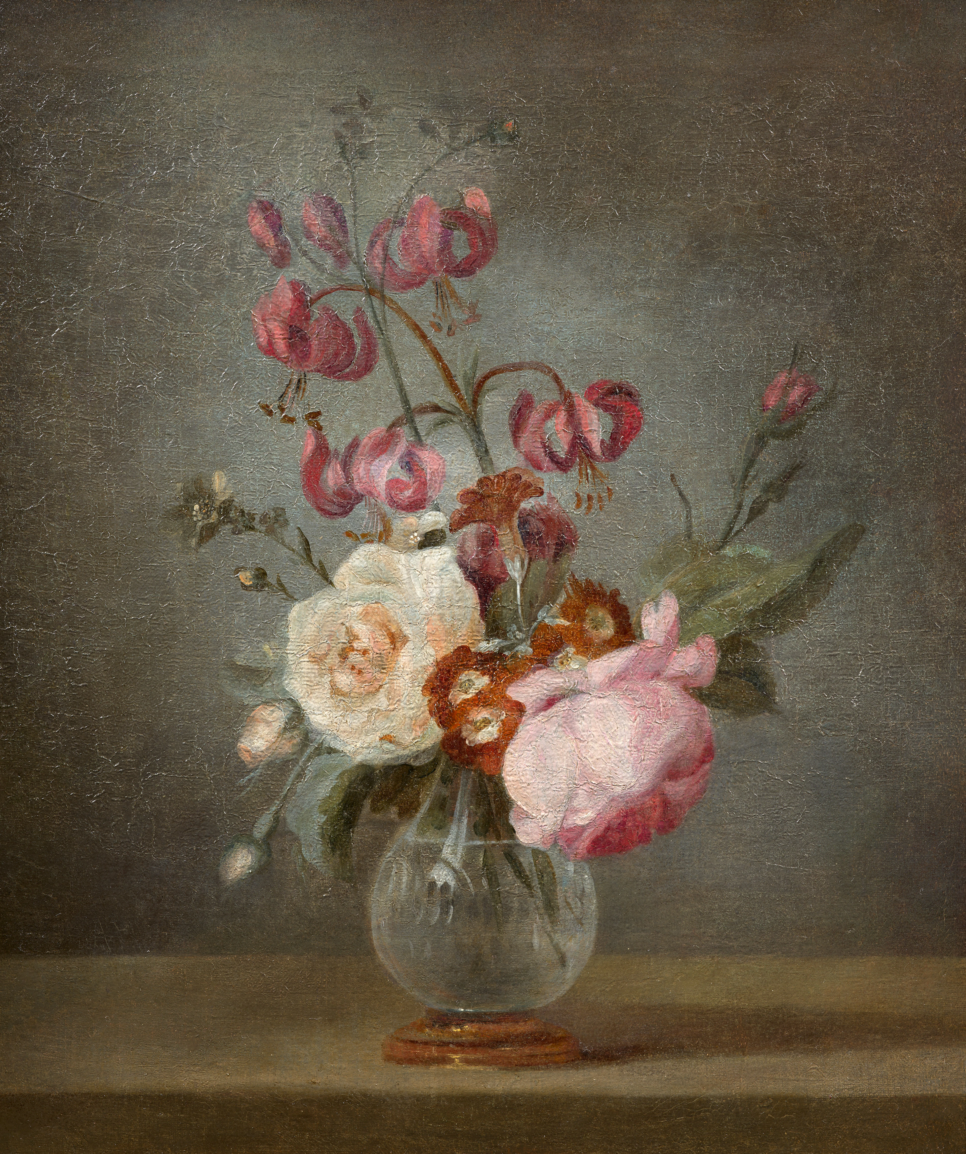 Anne VALLAYER-COSTER Paris, 1744–1818 Bouquet de roses, soucis et