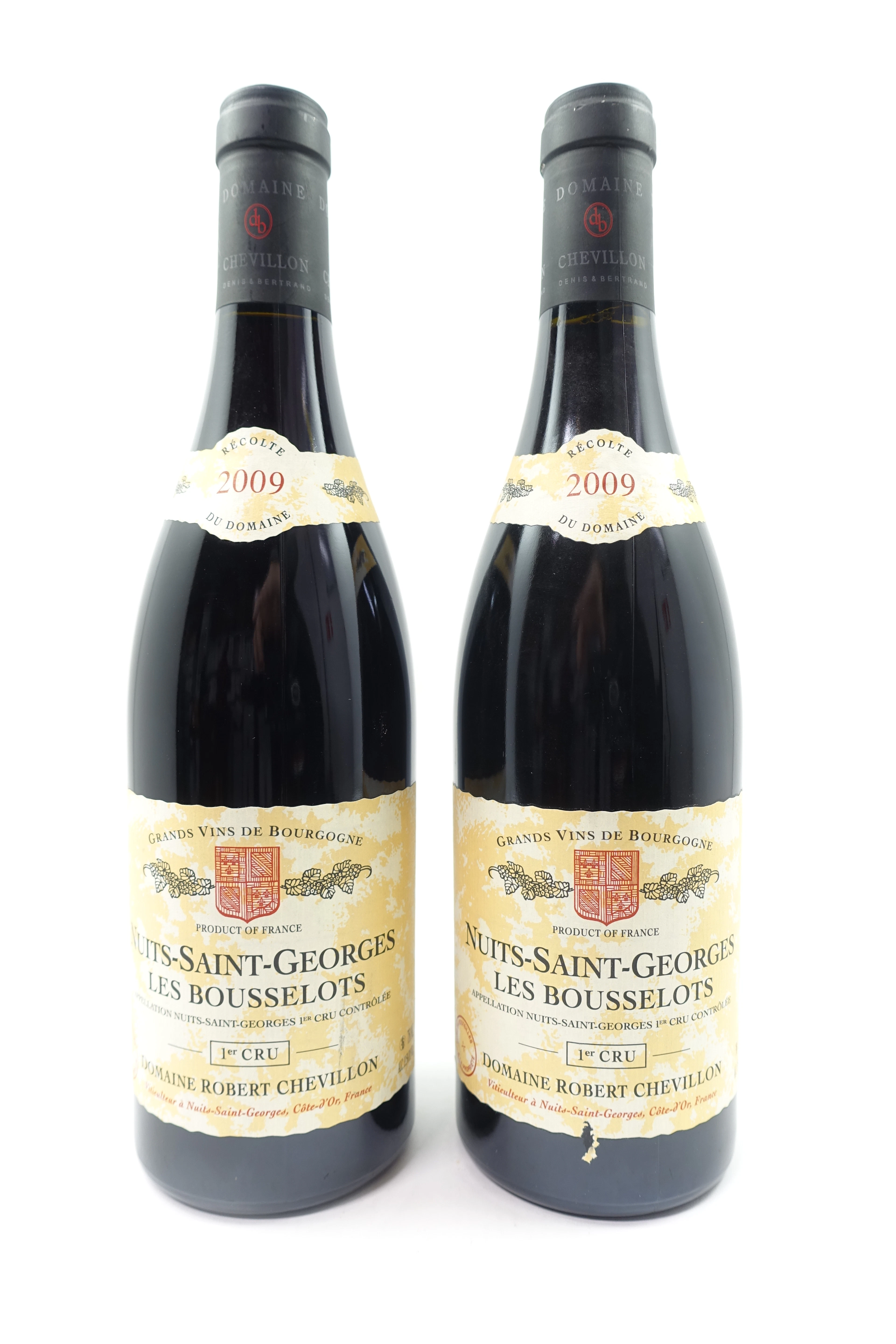 2 bts NUITS SAINT GEORGES 2009 1er Cru Les Bousselots. Robert Chevillon