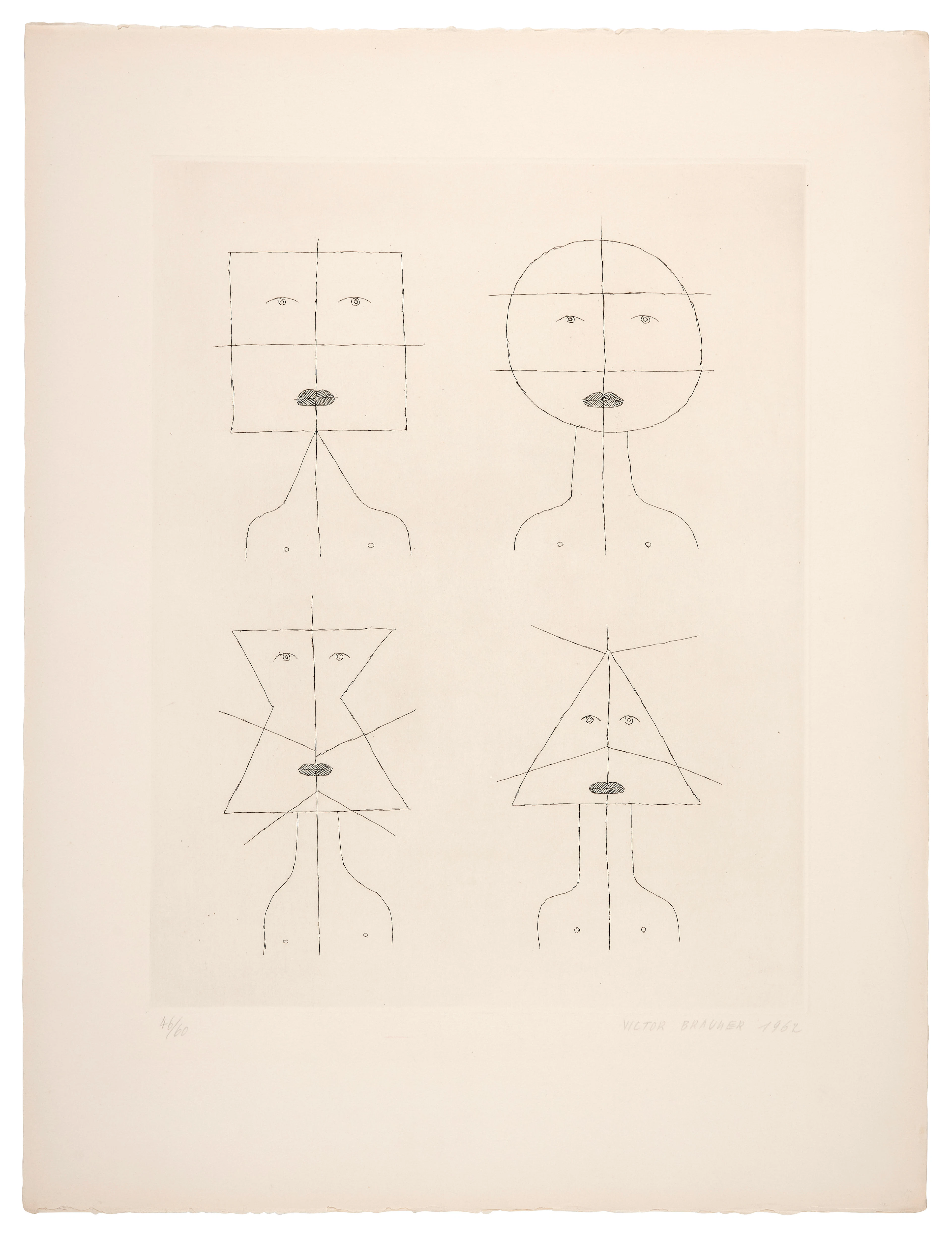 Victor BRAUNER (1903 - 1966) Codex d'un visage, Rayonnements, normes