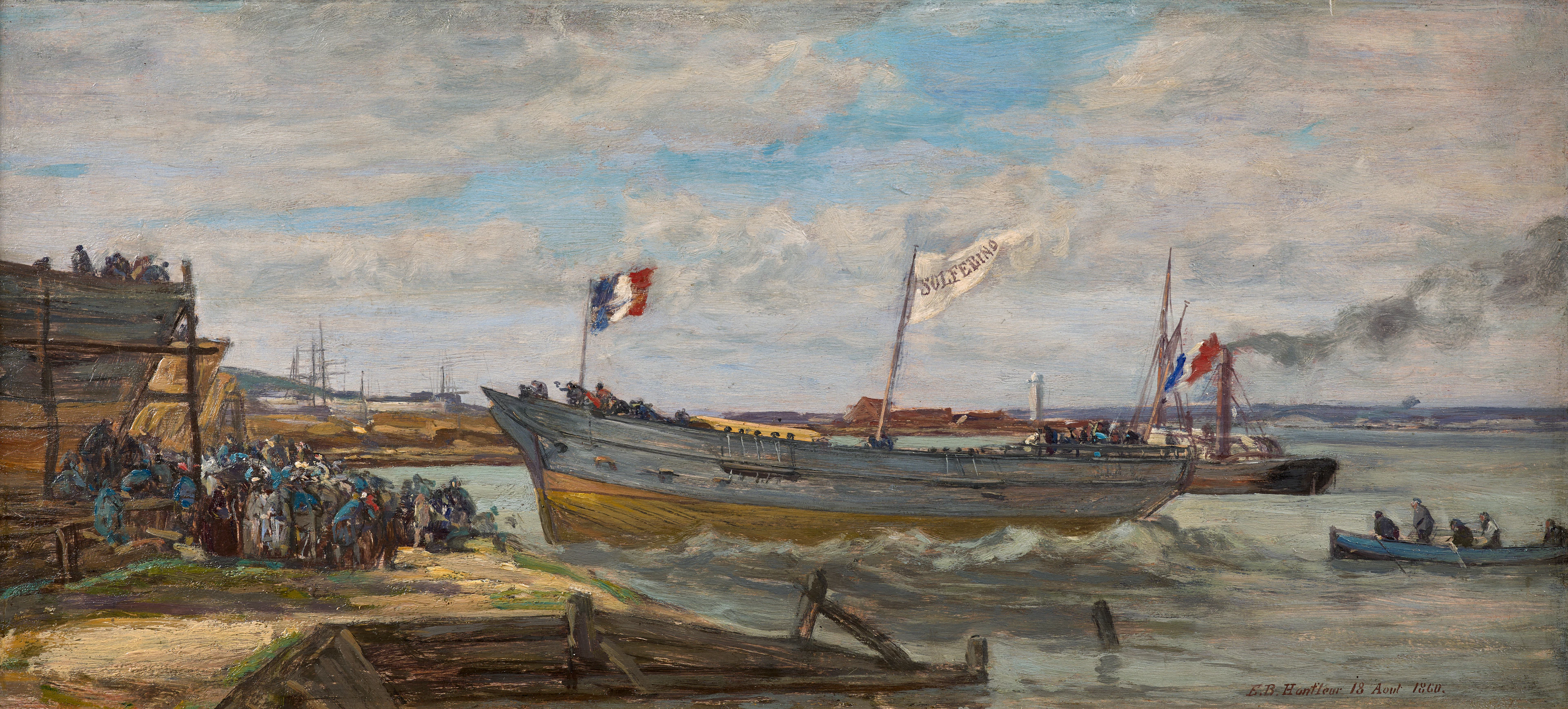 Eugène BOUDIN Honfleur, 1824 – Deauville, 1898 Honfleur. Le lancement