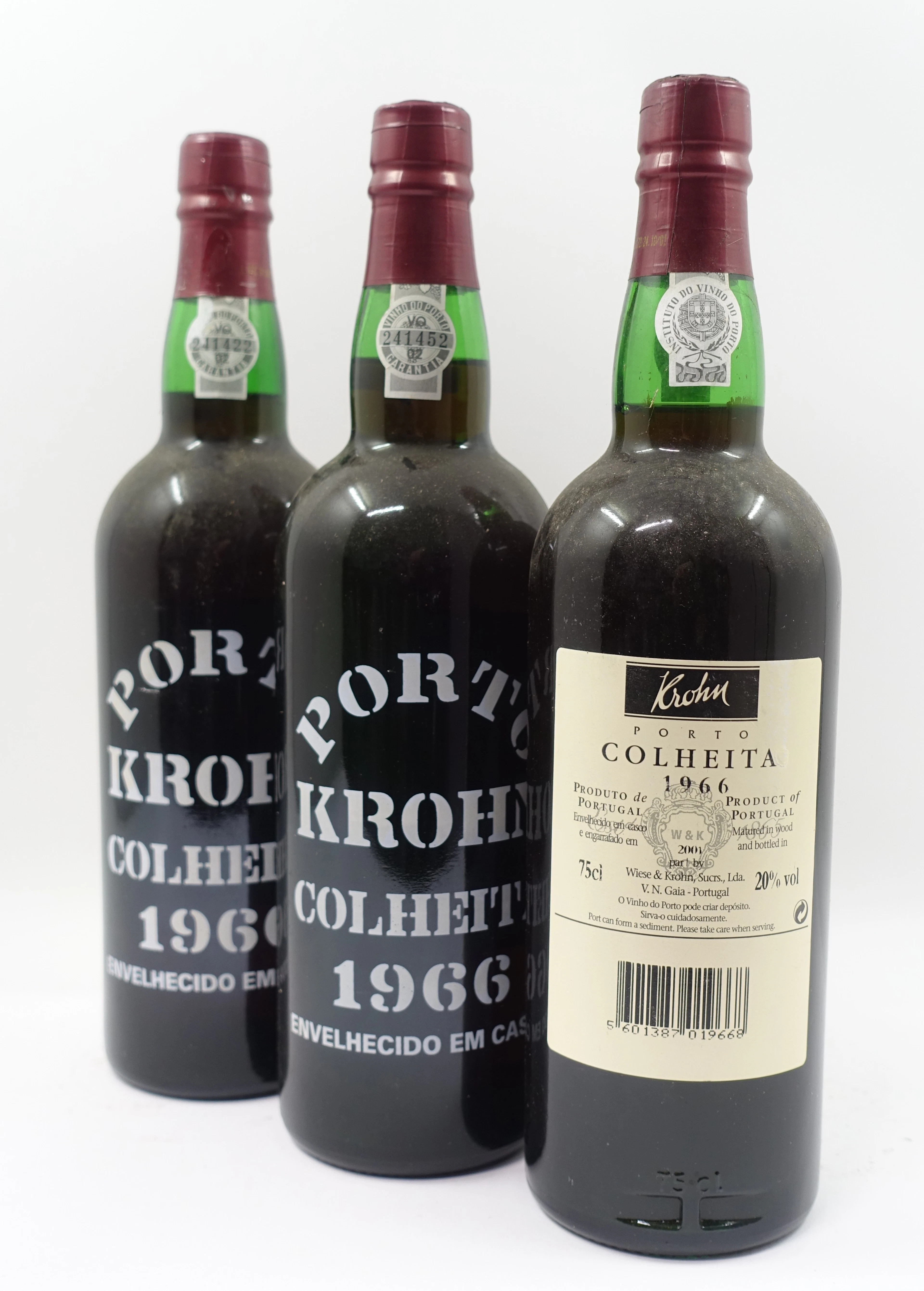 3 bts PORTO KROHN'S 1966 Colheita. Mise en bouteille en 2001
