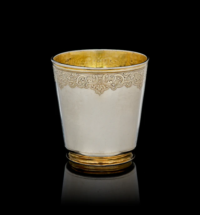 A German parcel-gilt silver beaker, Philipp Stenglin, Augsburg, 1728-1732