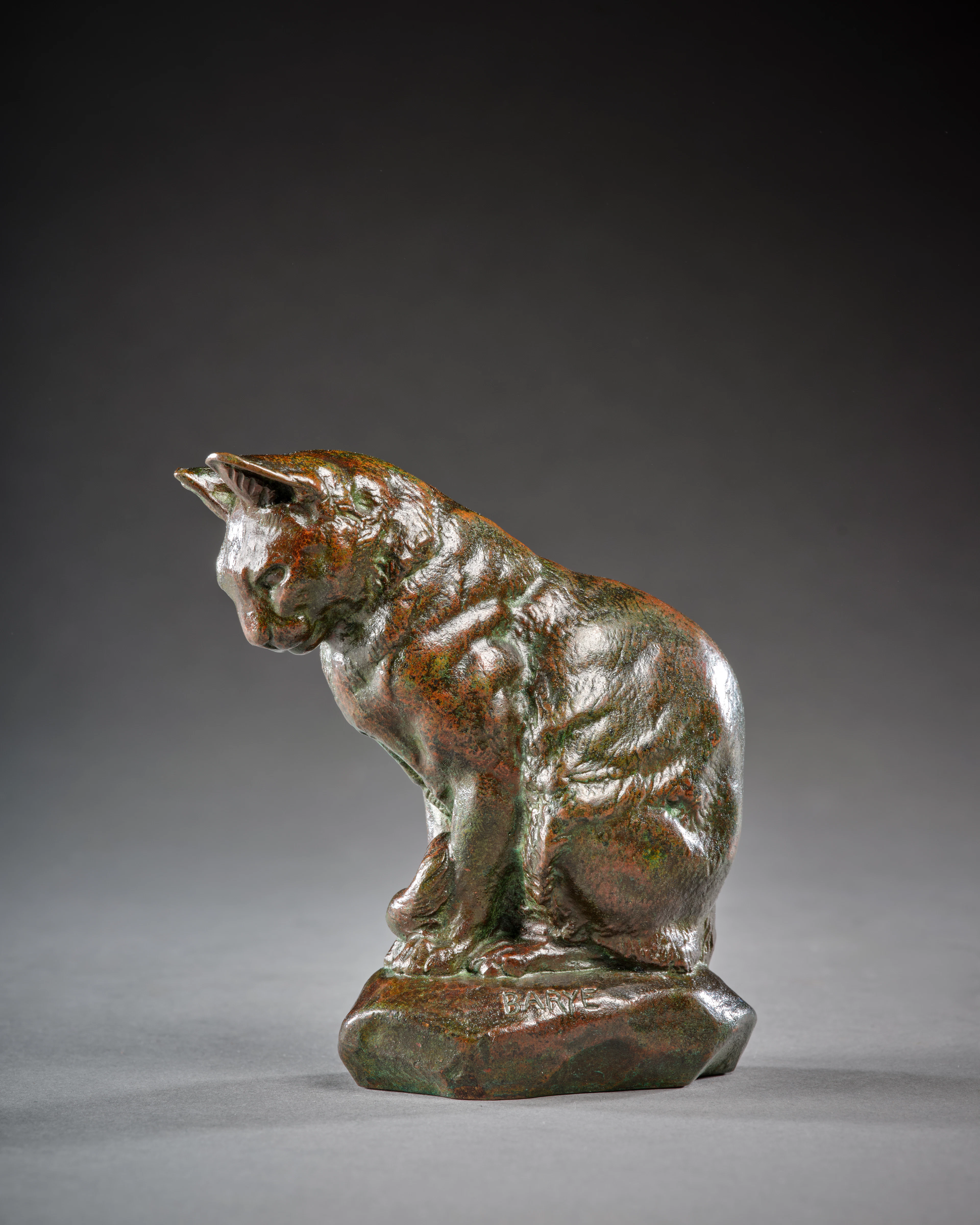 Antoine-Louis BARYE Paris, 1795 - 1875 Chat assis
