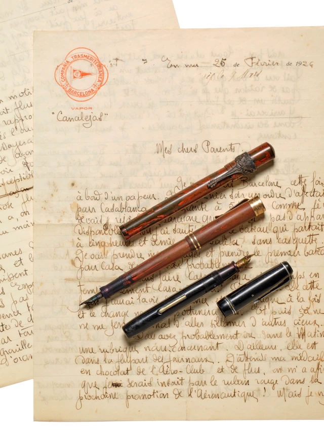 TROIS STYLOS-PLUME AYANT APPARTENU À JEAN MERMOZ