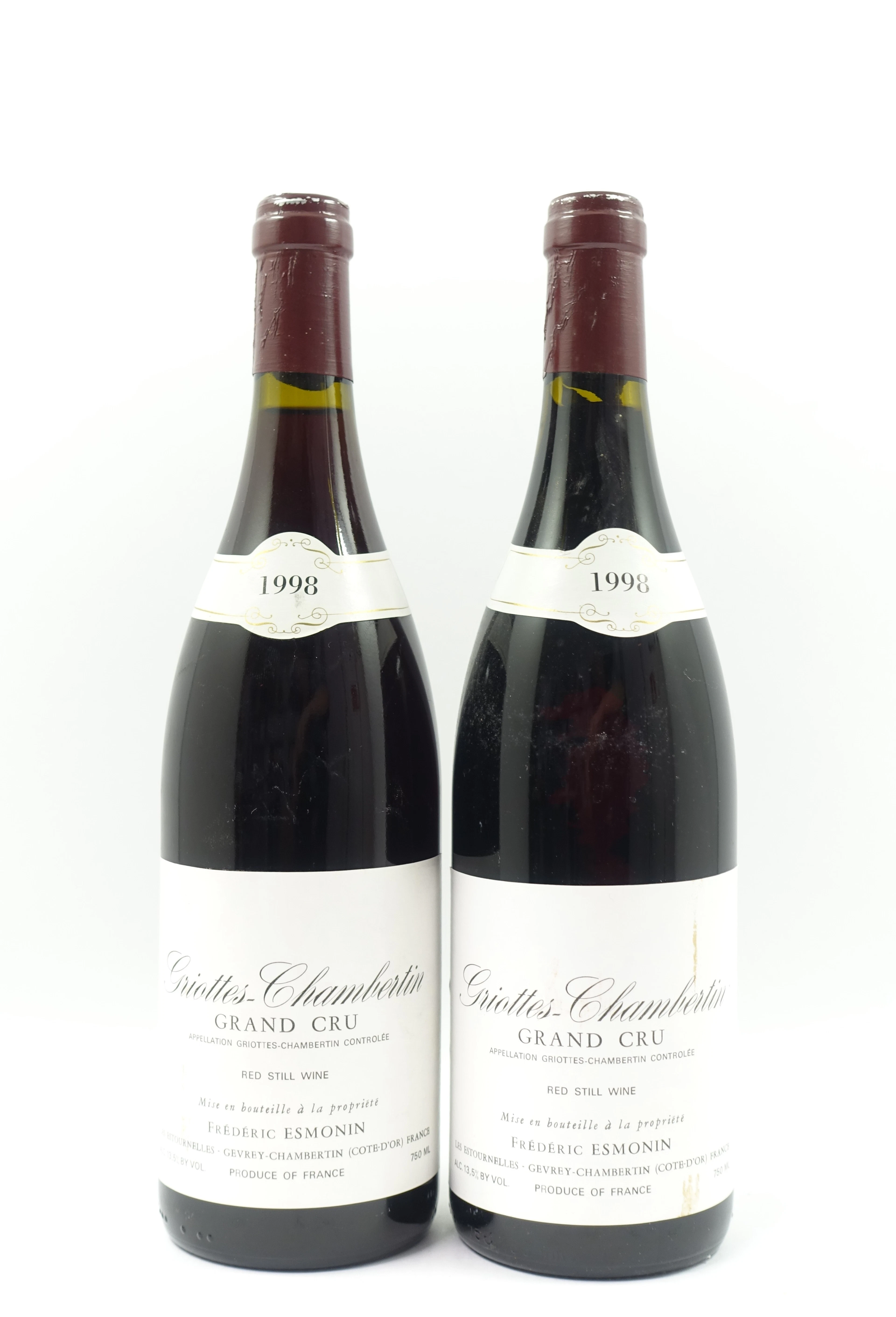 2 bts GRIOTTES CHAMBERTIN 1998 Grand Cru. Frédéric Esmonin
