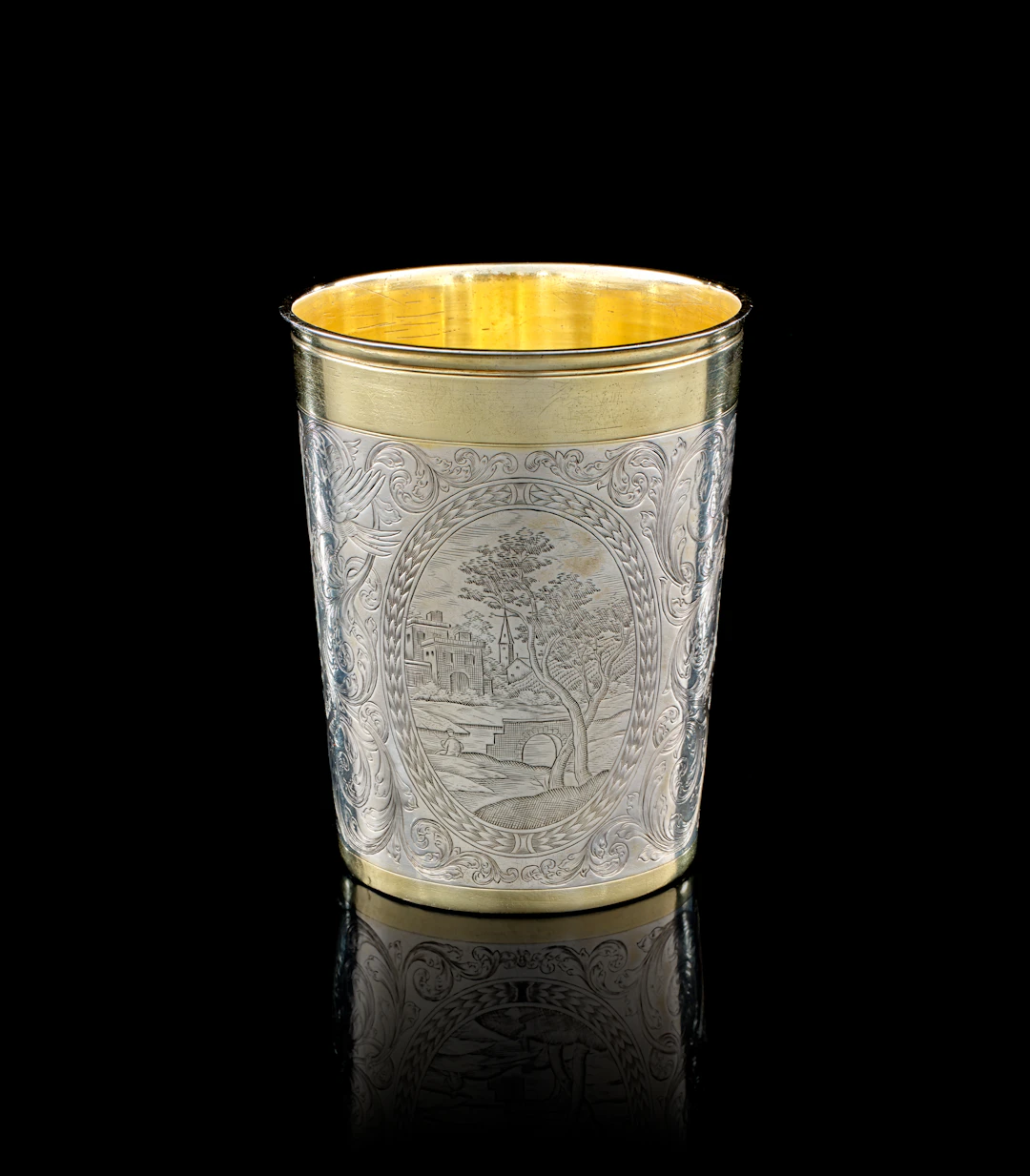 A German parcel-gilt silver beaker, Johann Christoph I Treffler, Augsburg