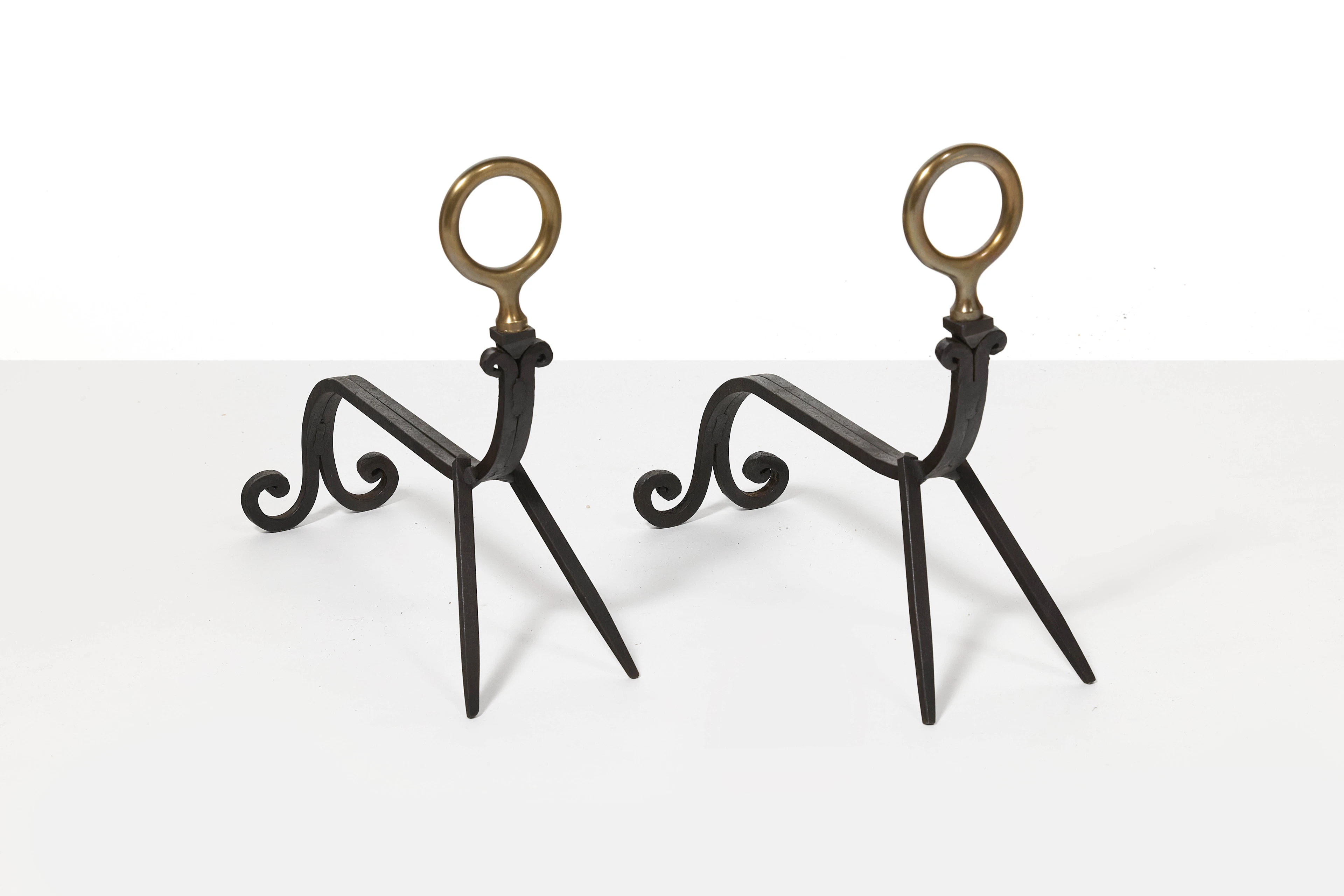 Gio PONTI & Lio CARMINATI 1891-1979 & 1925-2007 Paire de chenets – circa 1940