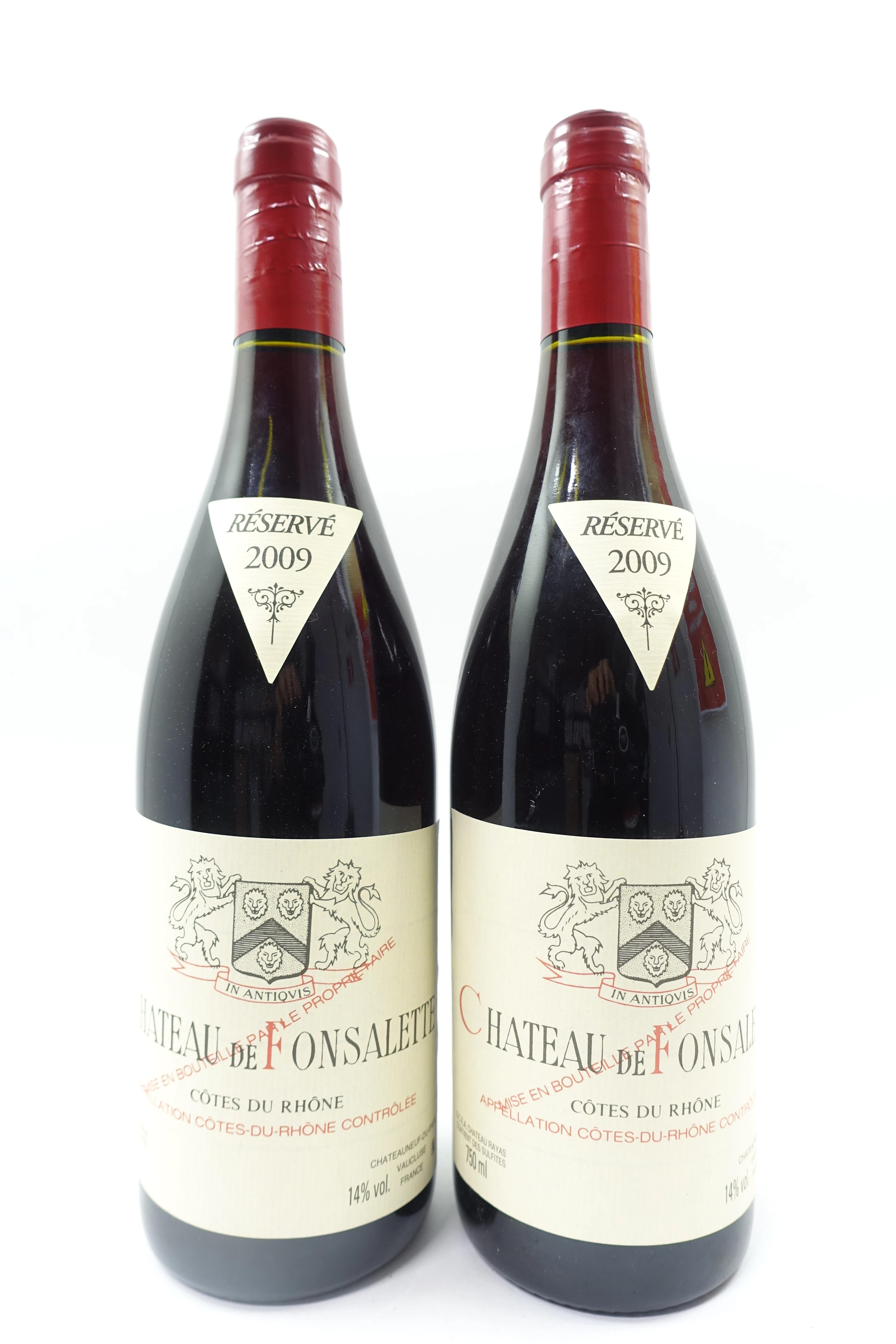 2 bts COTES DU RHONE 2009 Château de Fonsalette