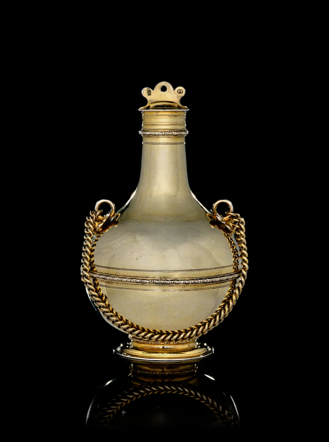 A German parcel-gilt silver screw-top covered box, Johann I Schuch