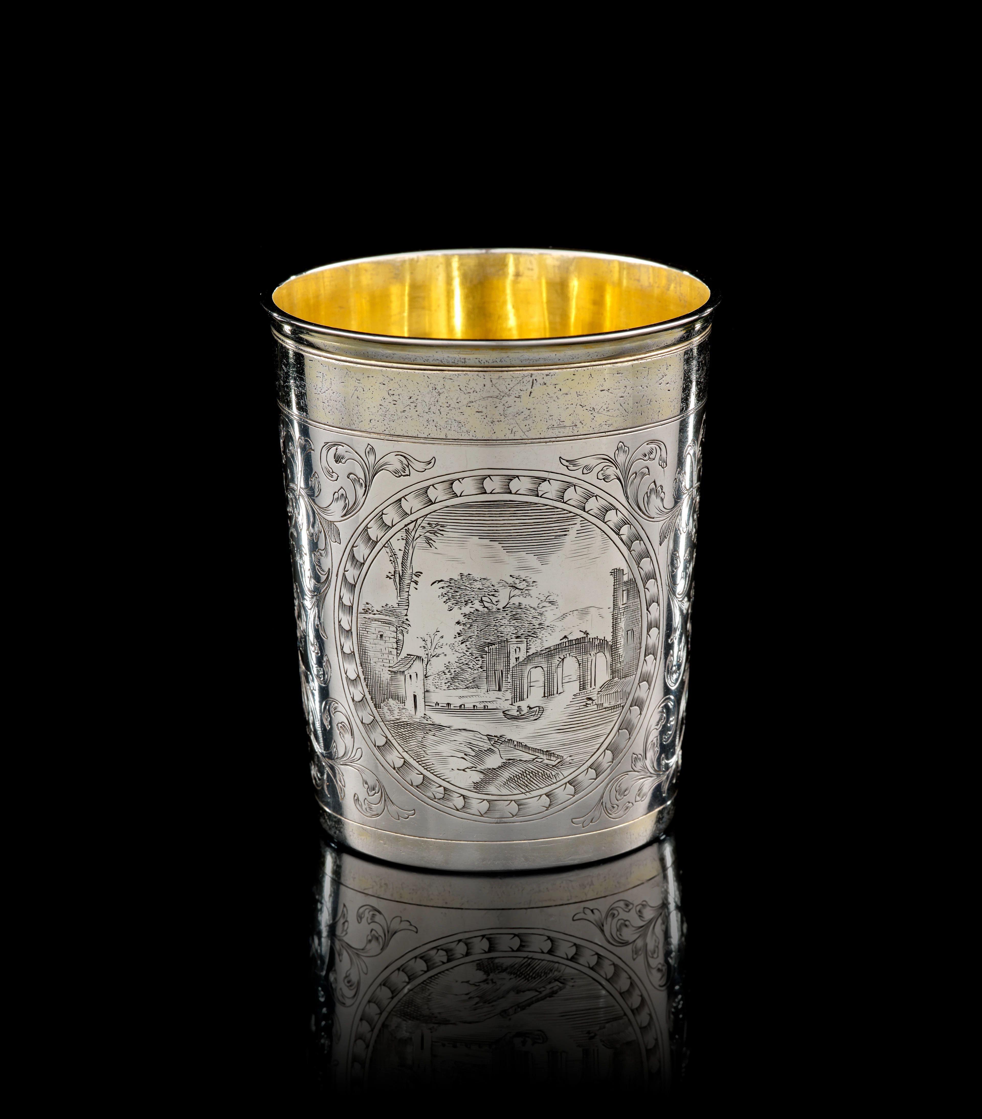 A German parcel-gilt silver beaker, Paul Solanier, Augsburg, 1697-1699
