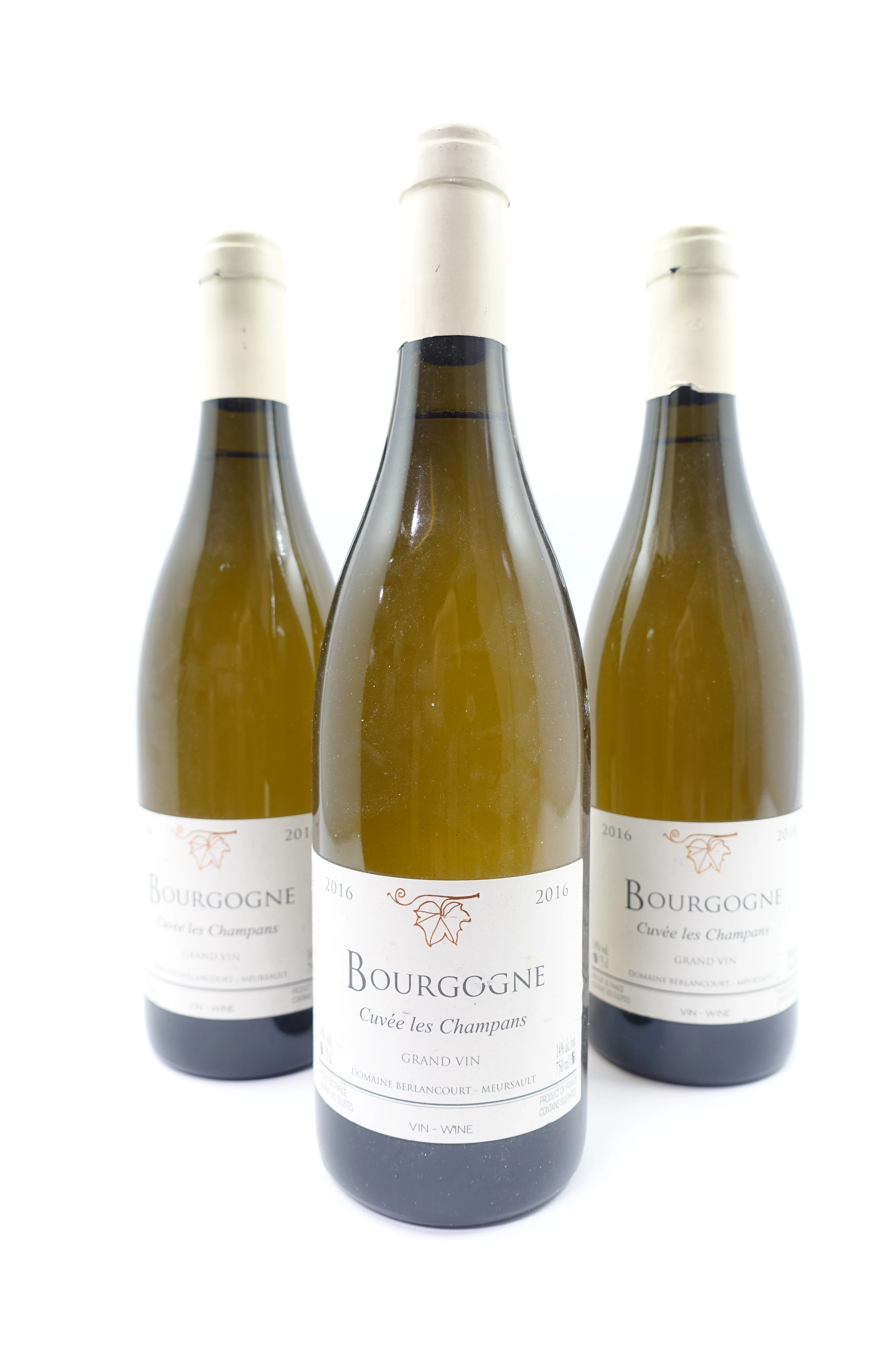 3 bts BOURGOGNE 2016 (blanc) Les Champans. Domaine Pierre Berlancourt