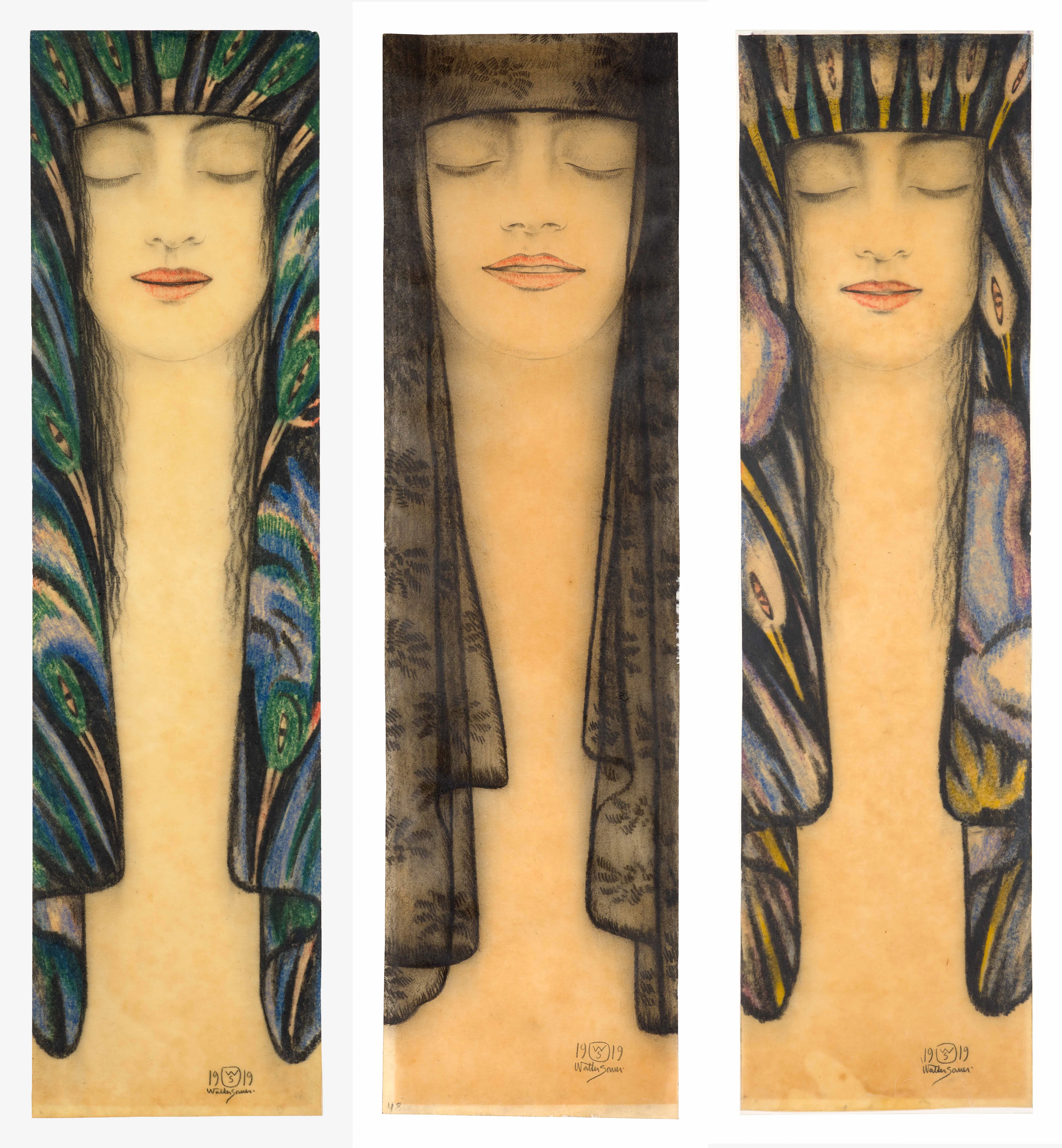 Ensemble de trois œuvres sur papier