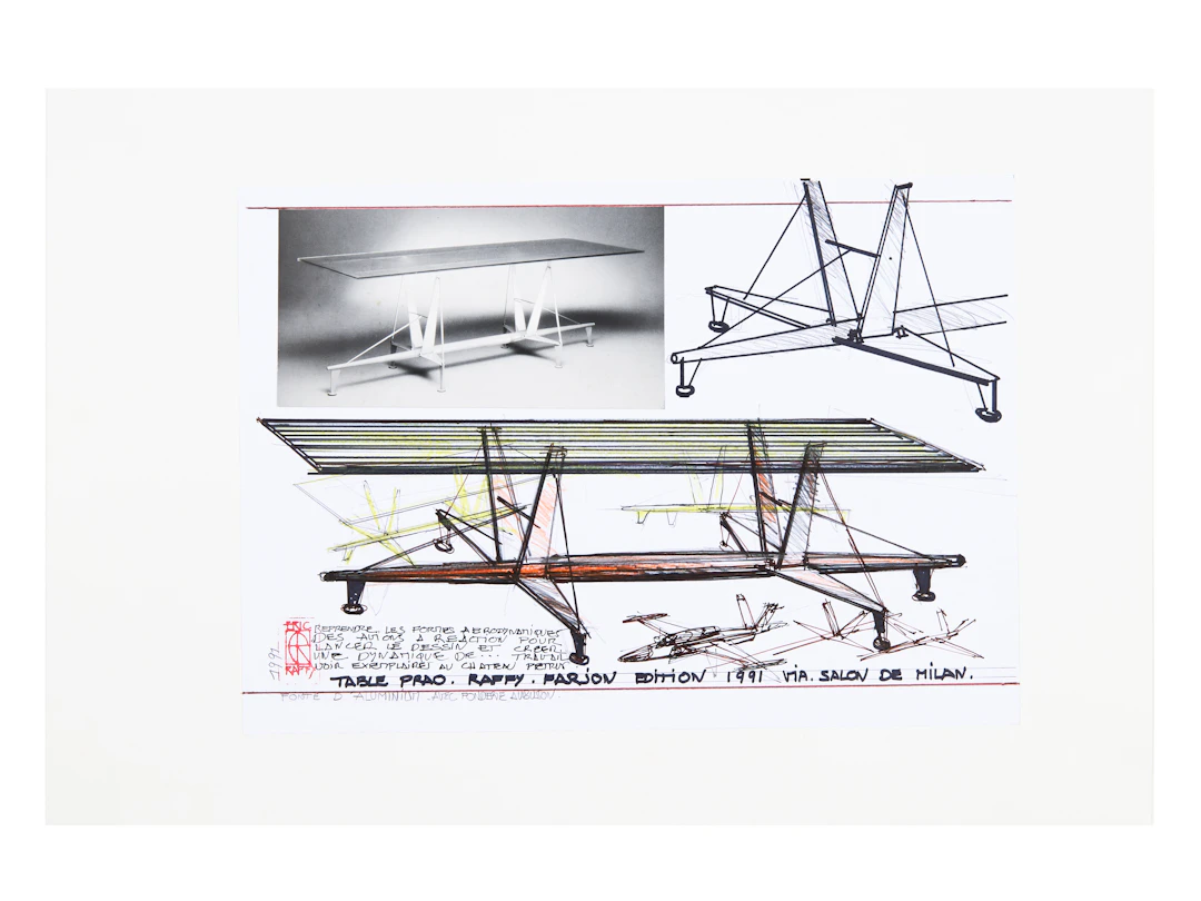 Éric RAFFY Né en 1951 Projet de table "Prao" Farjon Edition - 1991