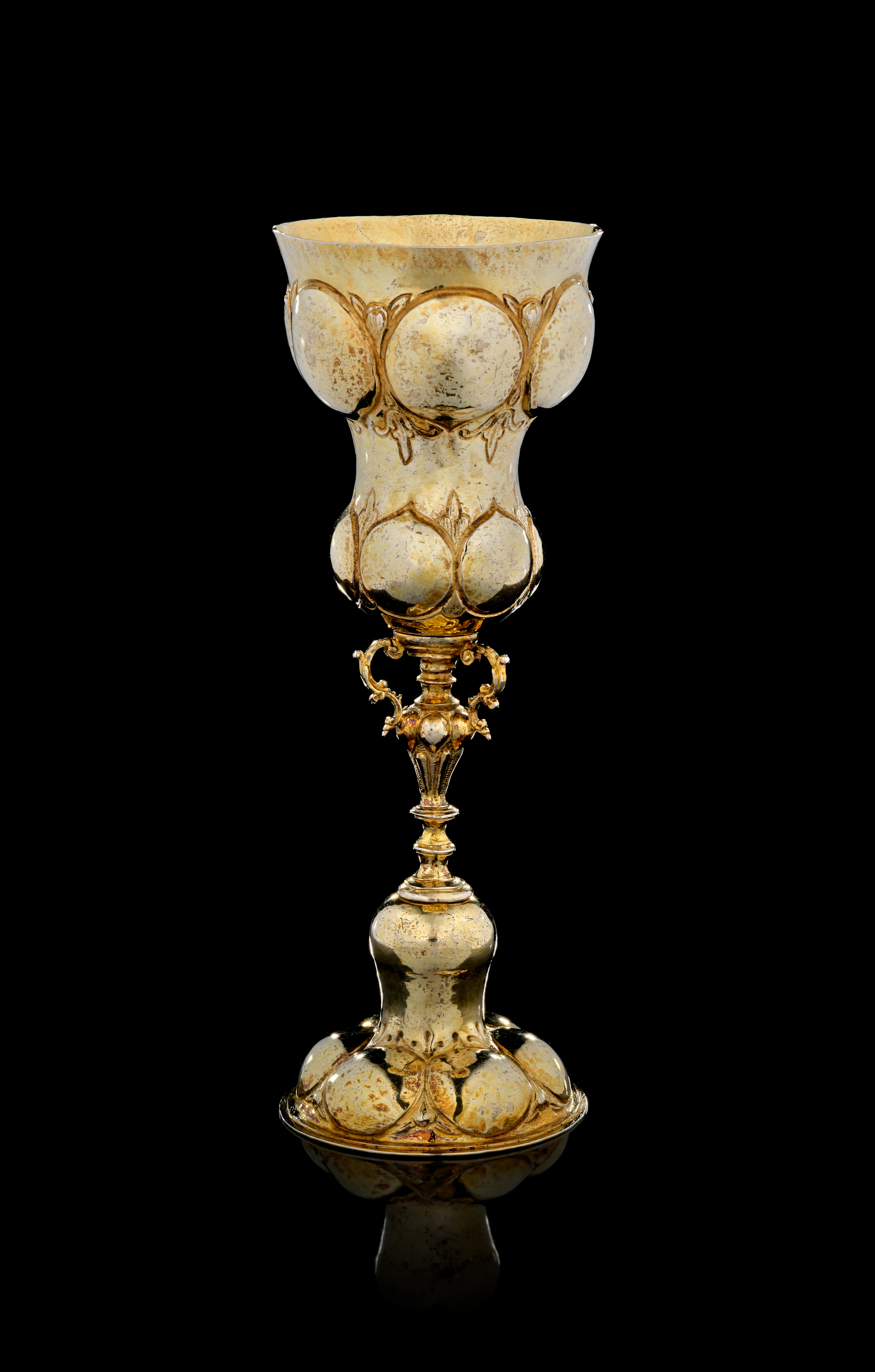 A French parcel-gilt silver cup, unidentified maker, Guebwiller, end