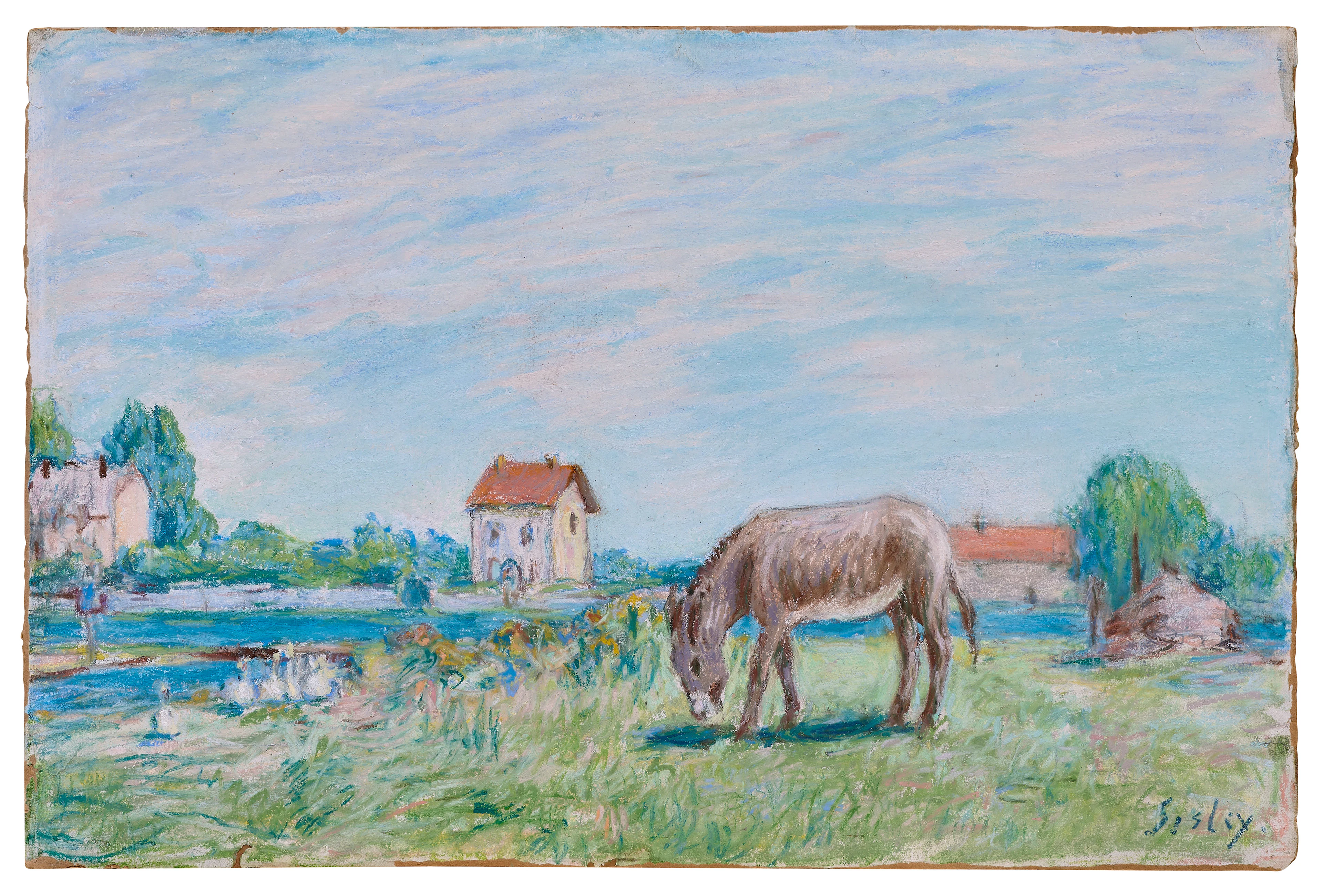 Alfred SISLEY 1839-1899 L'âne au bord de l'eau, Saint-Mammès - circa 1886-1890