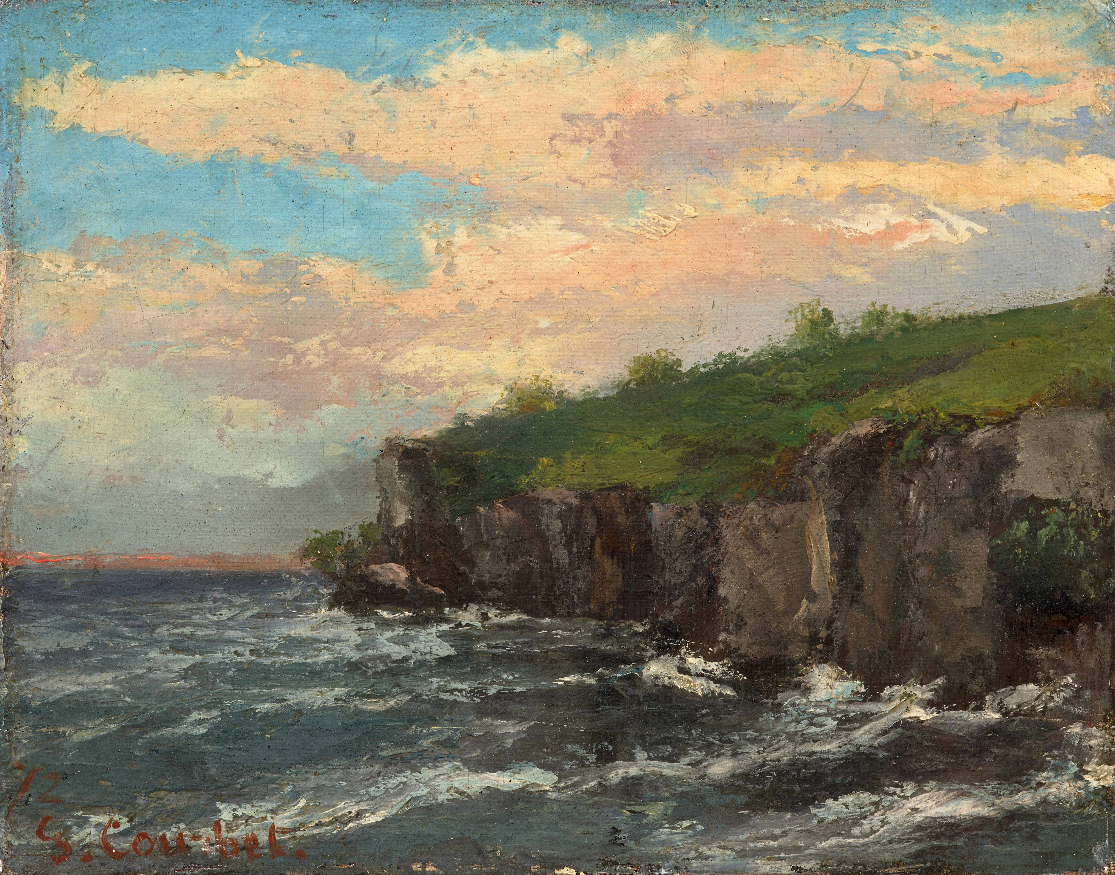 Gustave COURBET 1819 - 1877 Petite falaise à droite, s’avançant vers